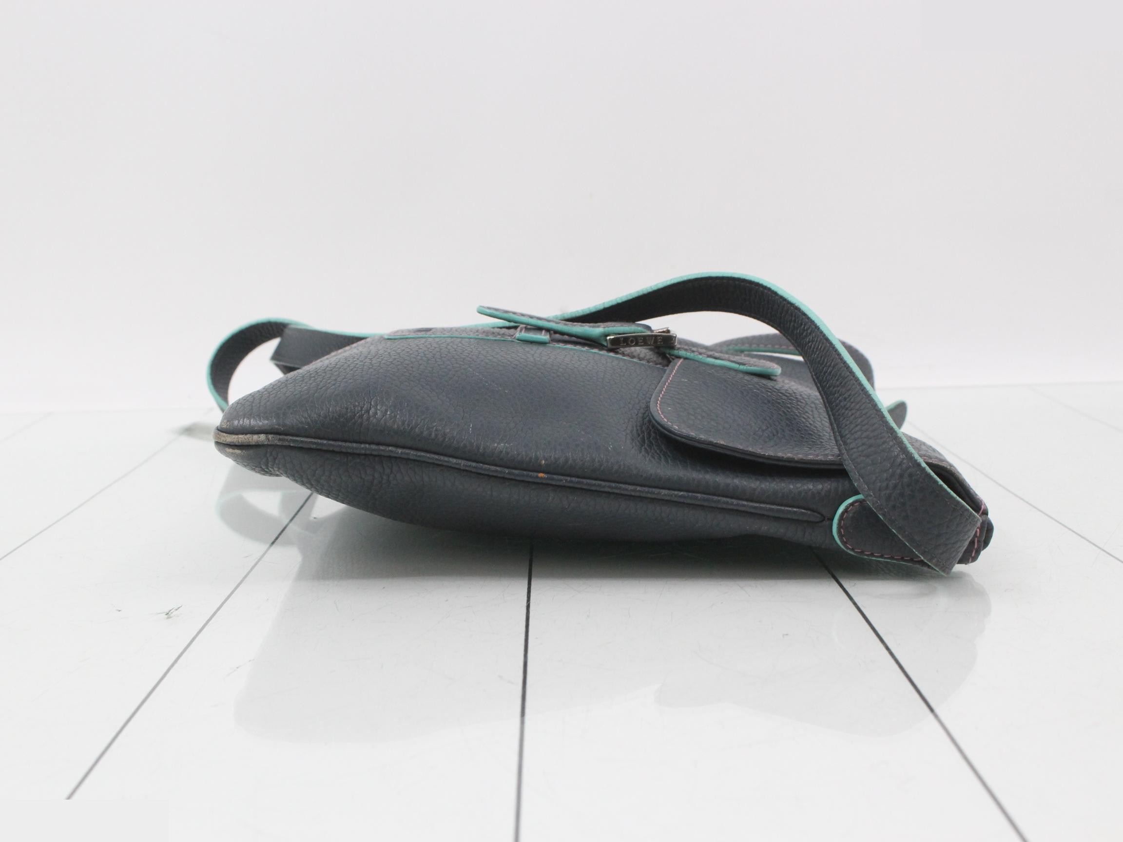 Shoulder bag, blue, leather — view 3