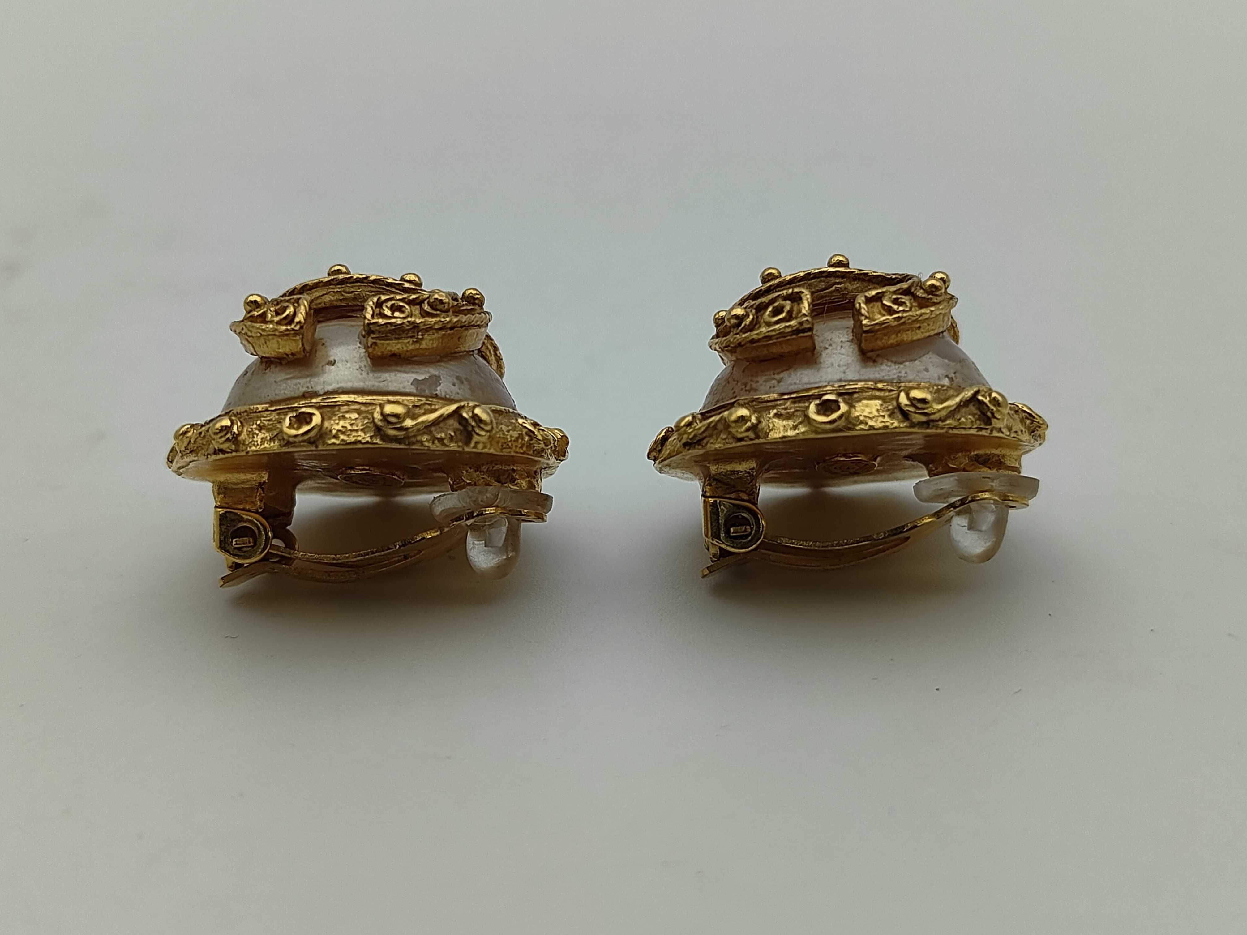 Coco Mark Gold Pearl Earrings — view 3
