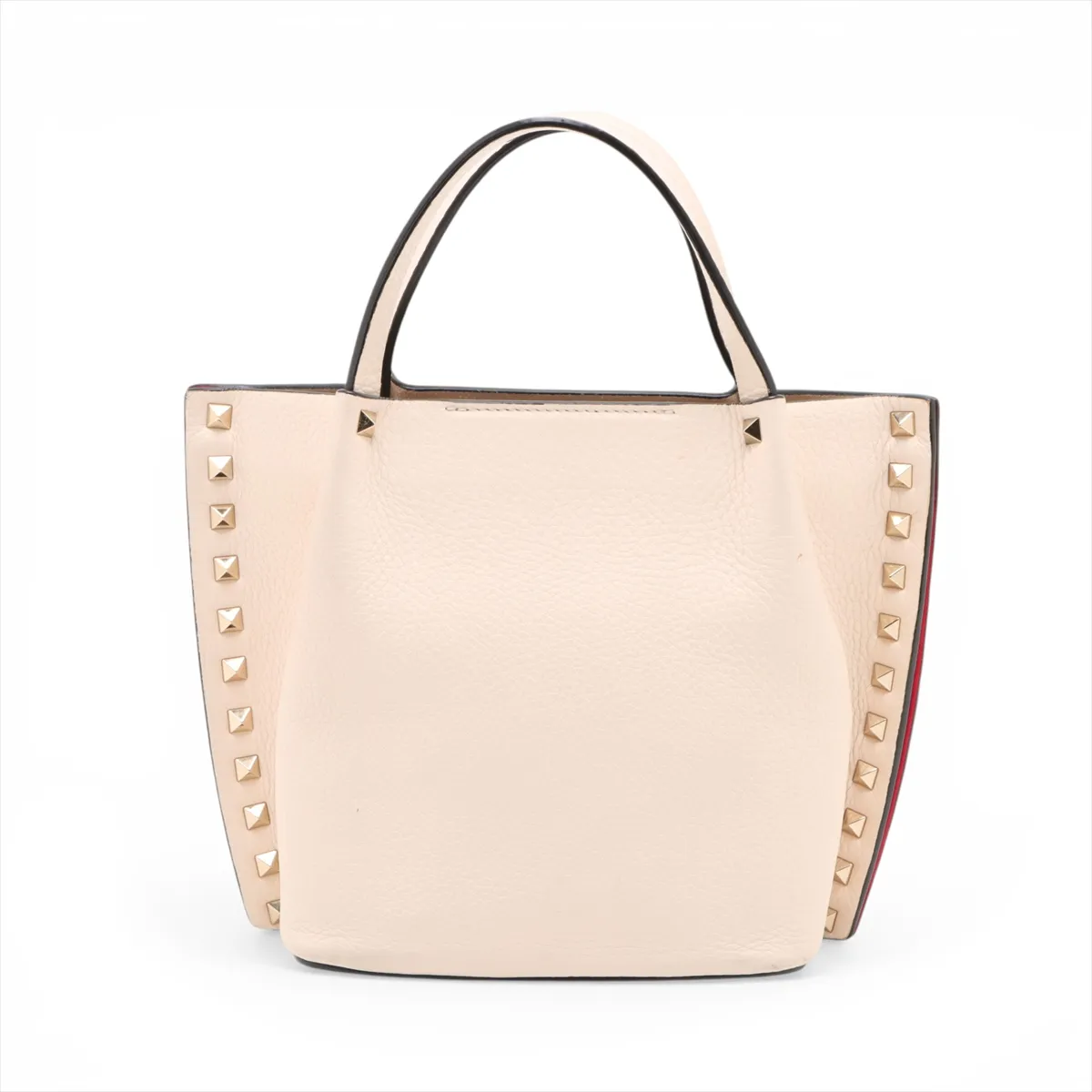 Rockstud Leather 2WAY Handbag Beige — view 2