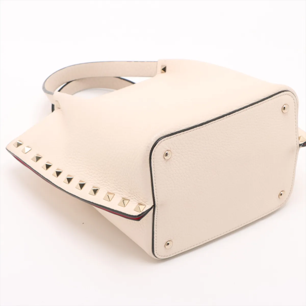 Rockstud Leather 2WAY Handbag Beige — view 4