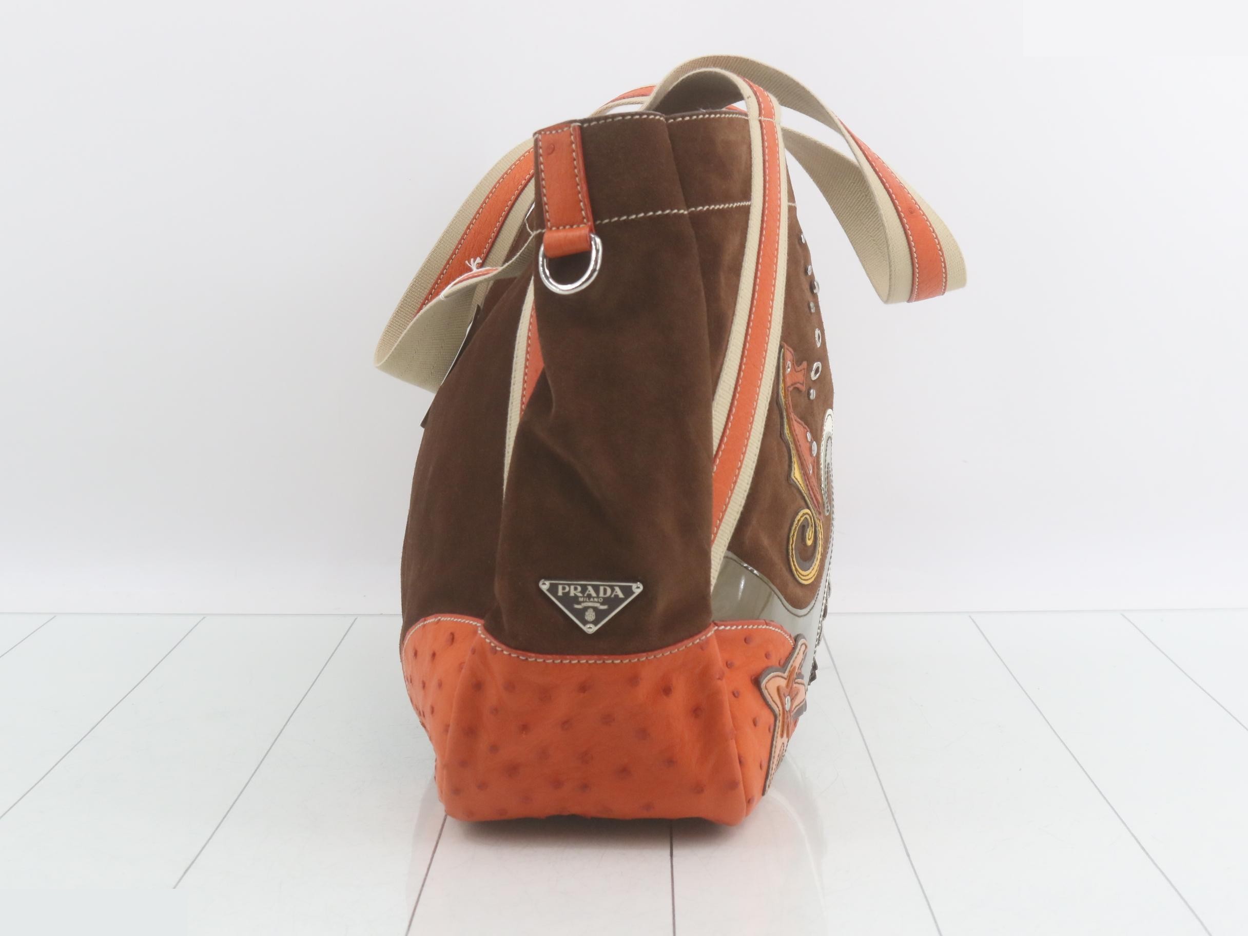 Suede tote bag with marine life motif — view 4