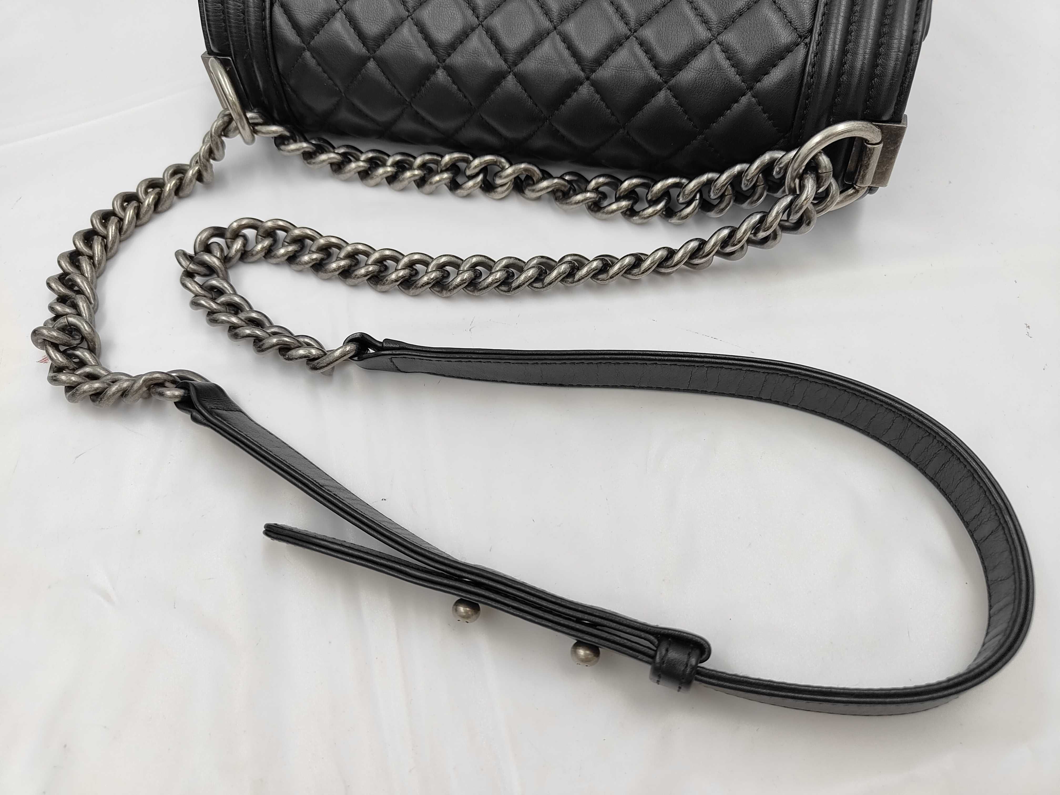 Boy Chanel Medium Lambskin Shoulder Bag, Black Silver Hardware, Serial Number 27 — view 3