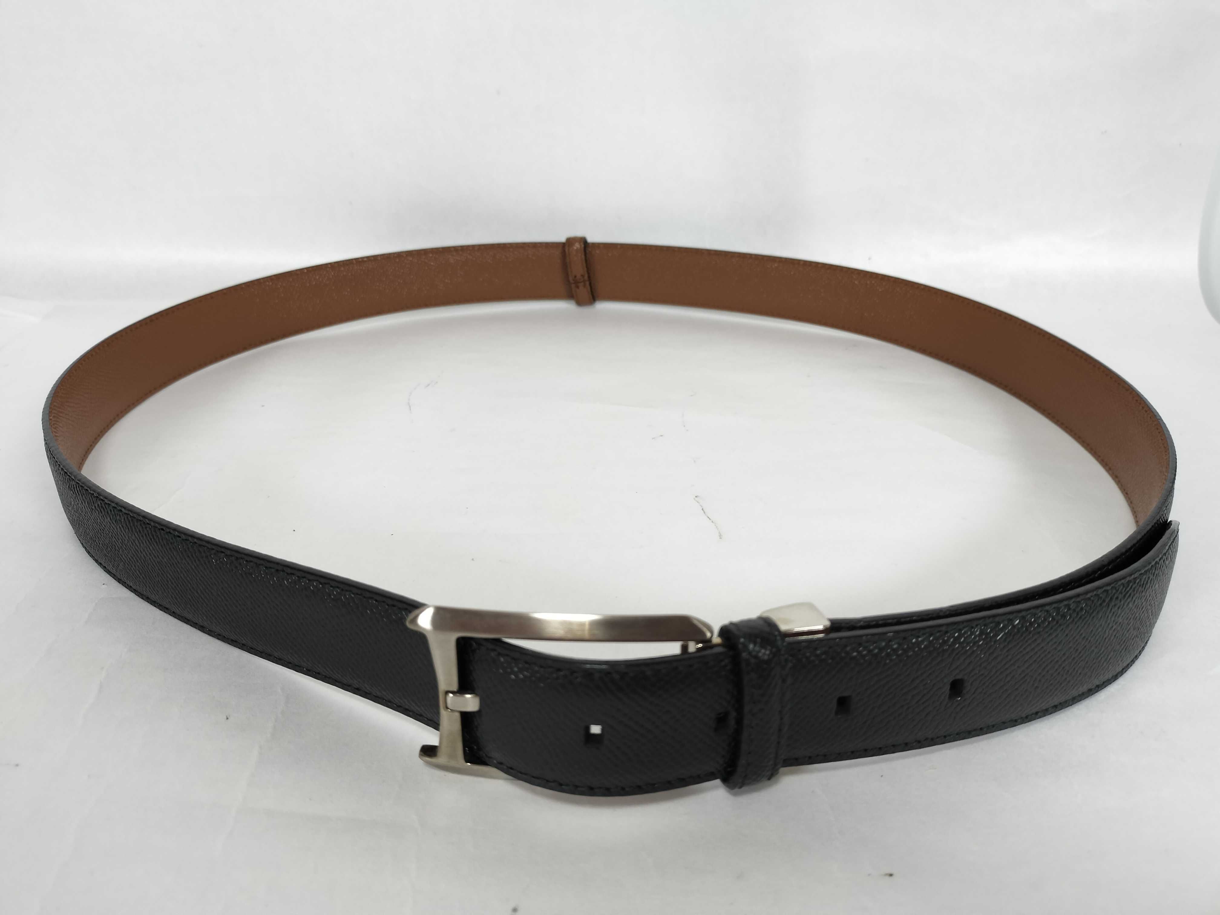 Bulgari Leather Belt with Silver Hardware, Size 110 — view 2