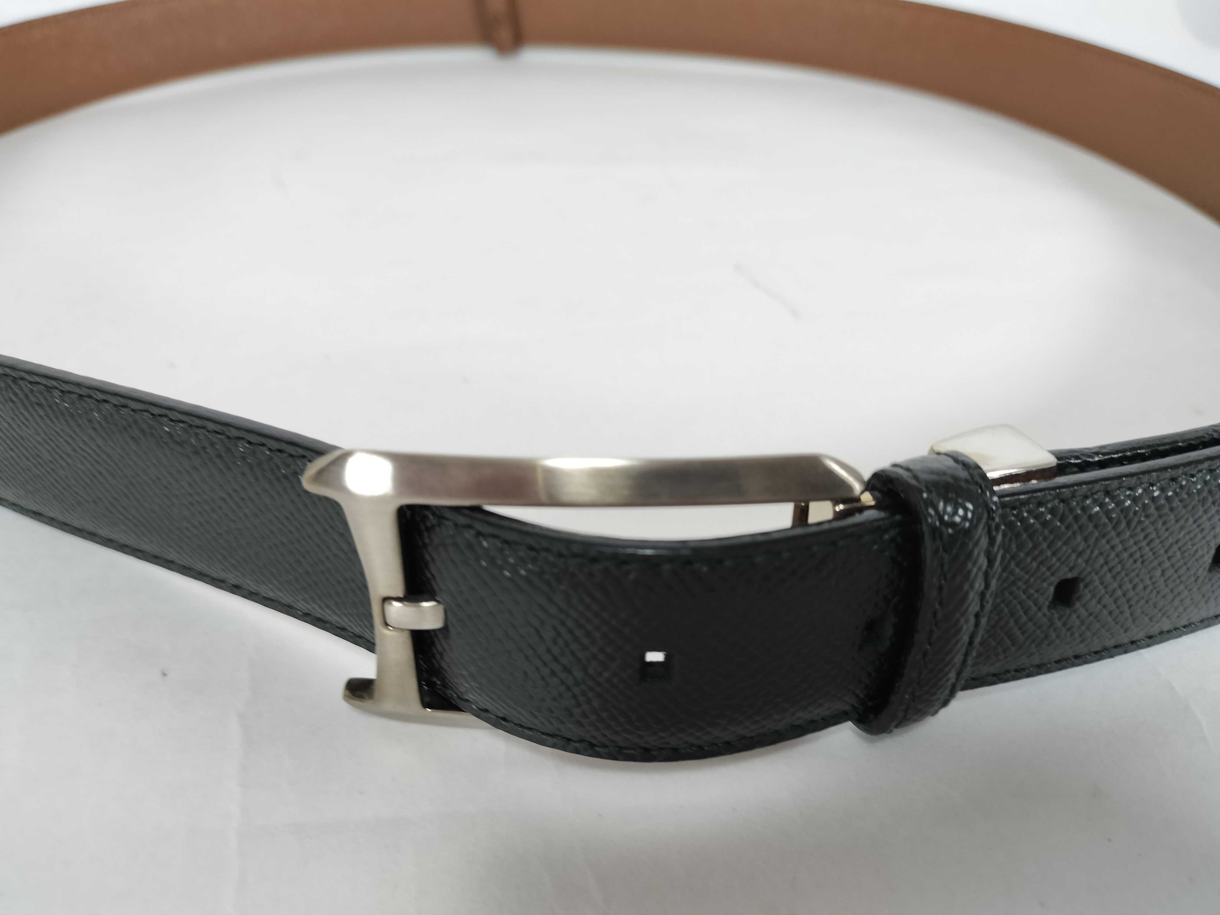 Bulgari Leather Belt with Silver Hardware, Size 110 — view 4