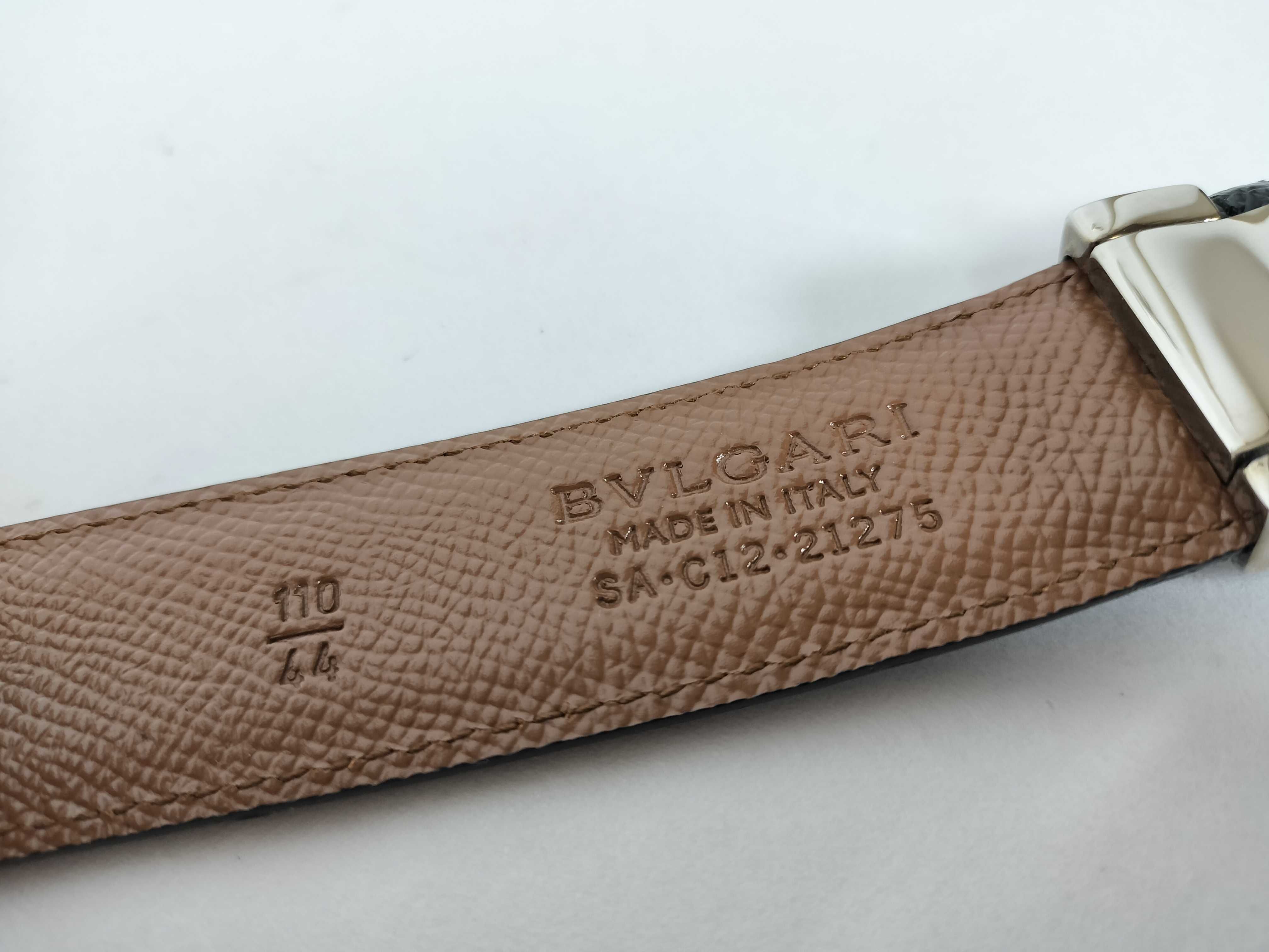 Bulgari Leather Belt with Silver Hardware, Size 110 — view 5