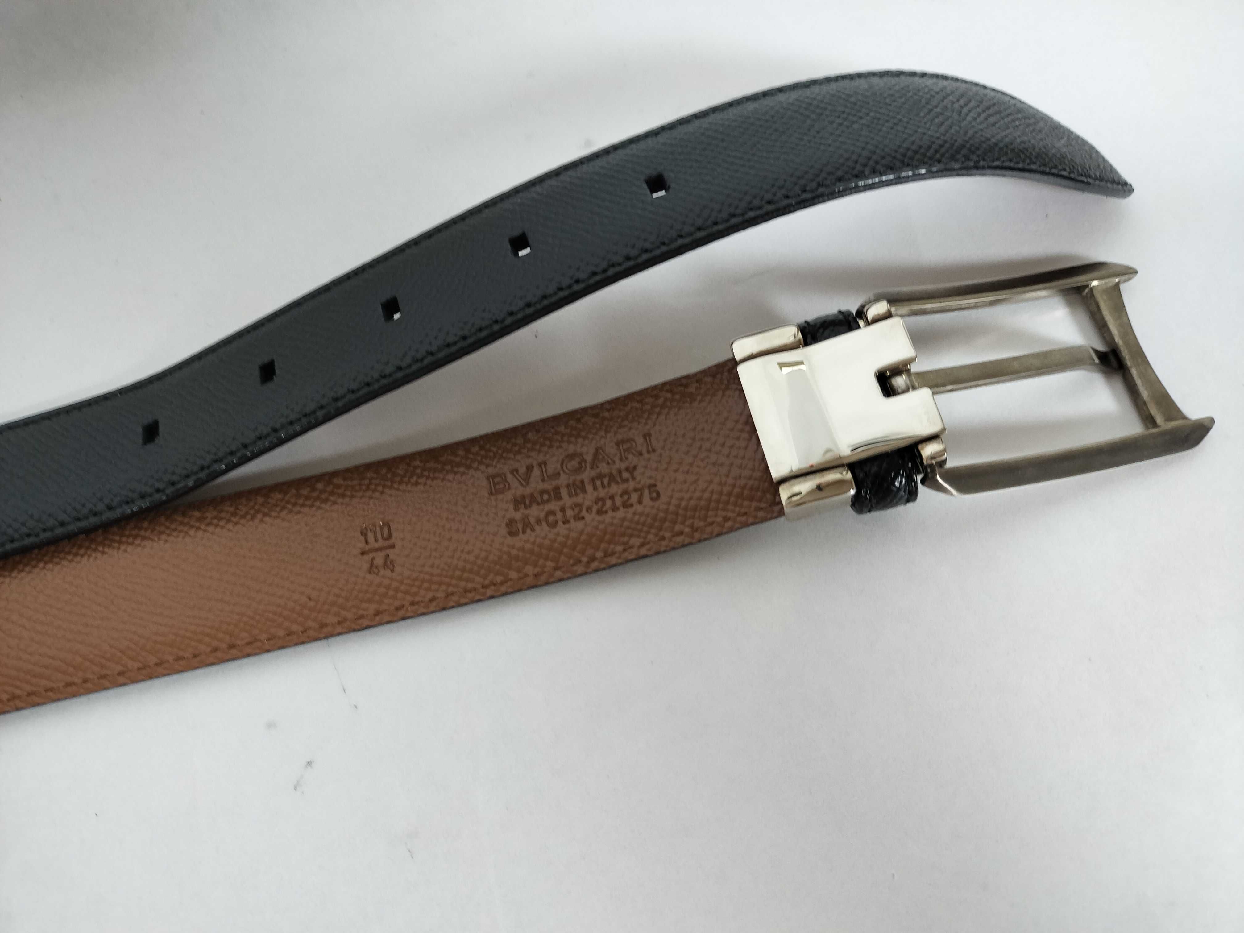 Bulgari Leather Belt with Silver Hardware, Size 110 — view 6