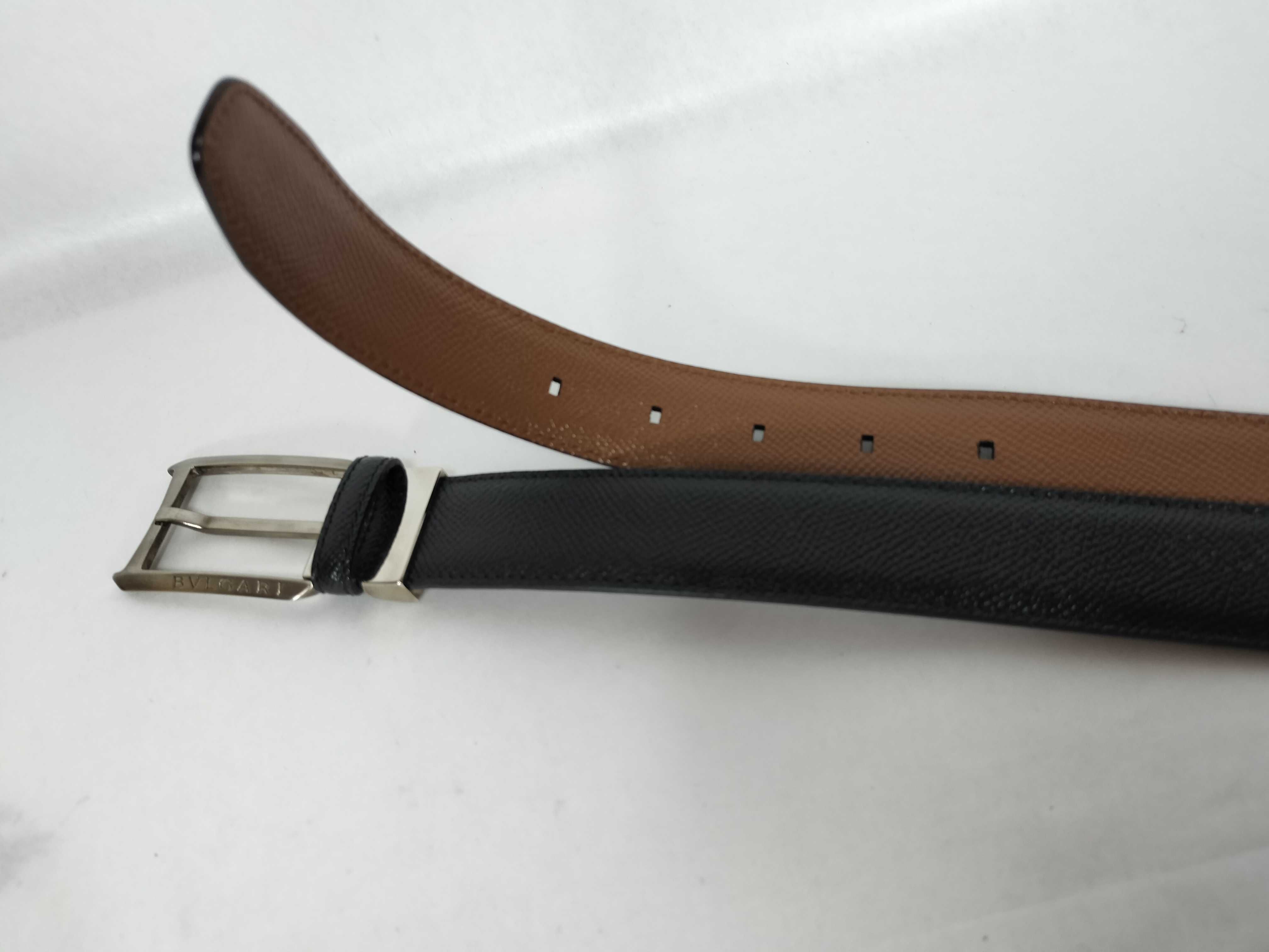 Bulgari Leather Belt with Silver Hardware, Size 110 — view 7