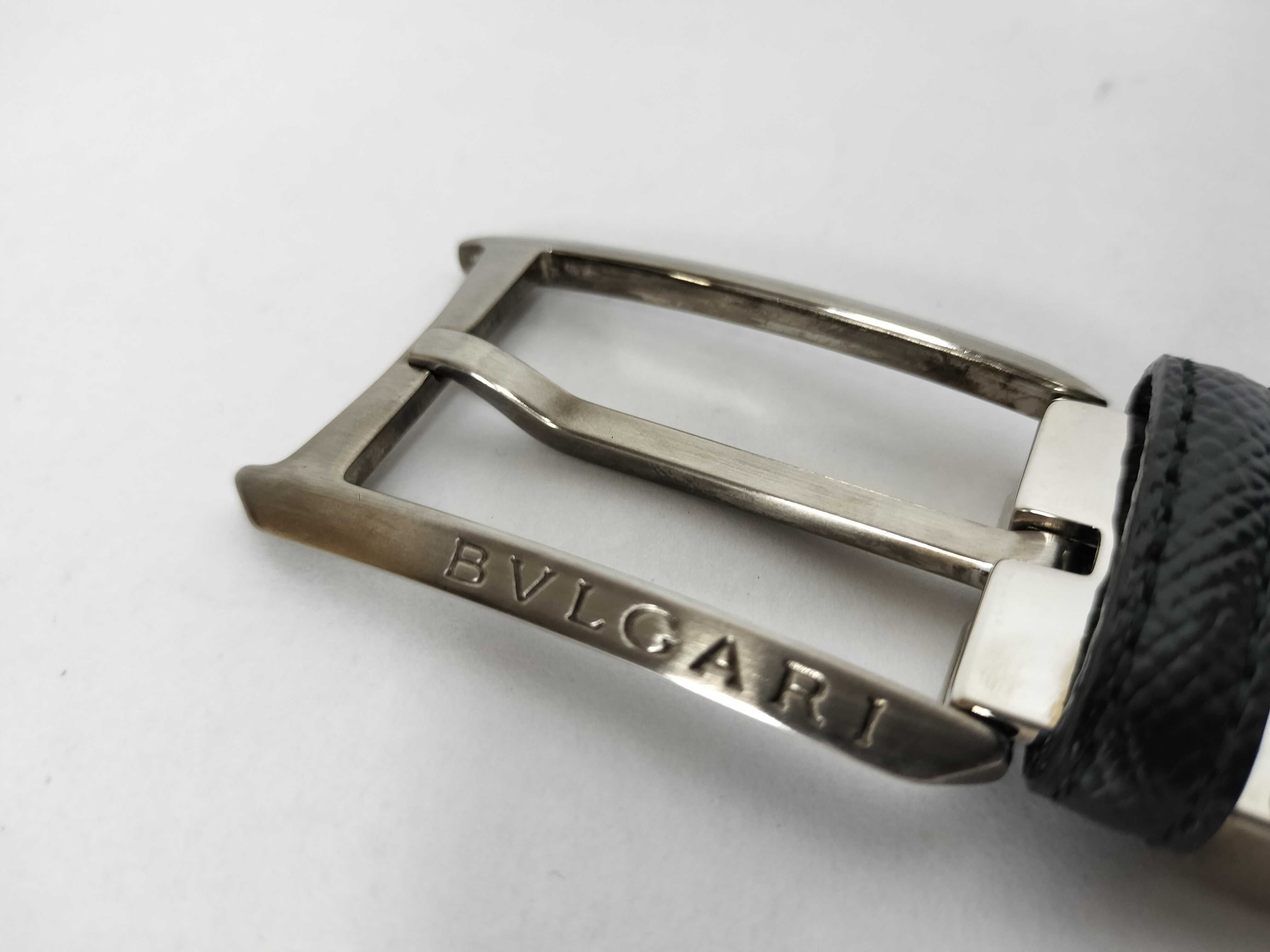 Bulgari Leather Belt with Silver Hardware, Size 110 — view 8