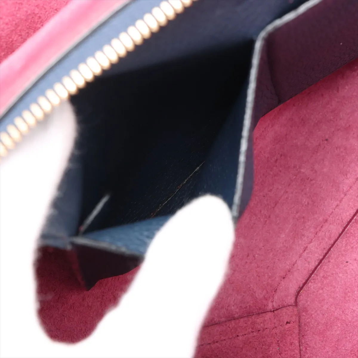 trifold leather tote bag navy — view 11