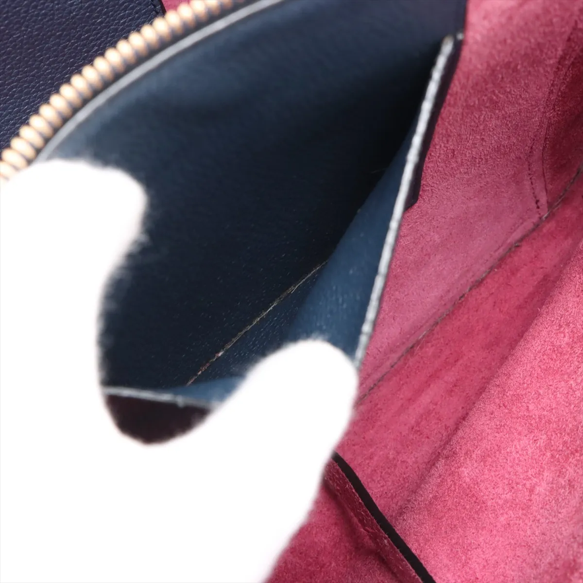 trifold leather tote bag navy — view 12