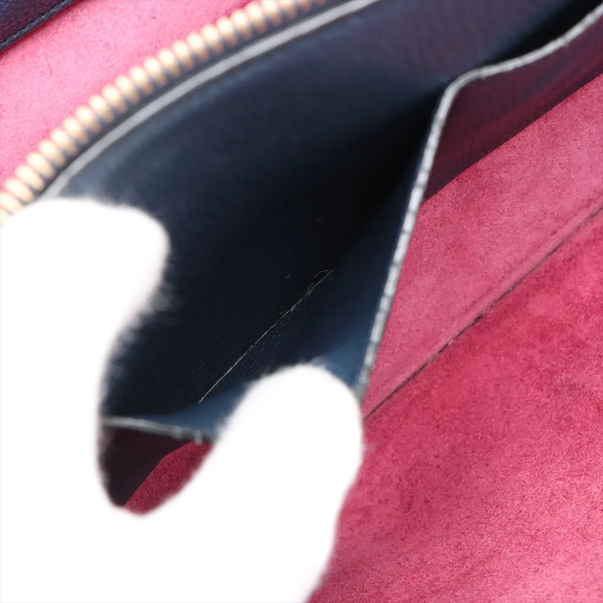 trifold leather tote bag navy — view 13