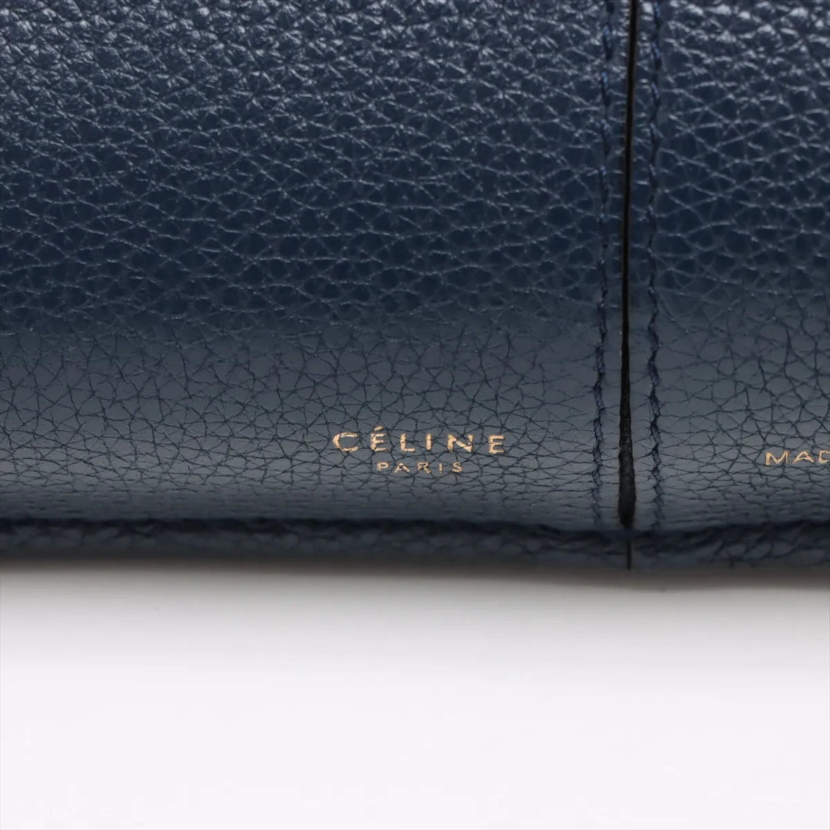 trifold leather tote bag navy — view 14