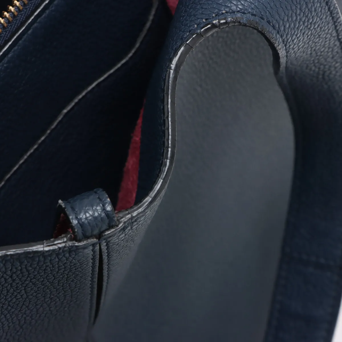 trifold leather tote bag navy — view 15