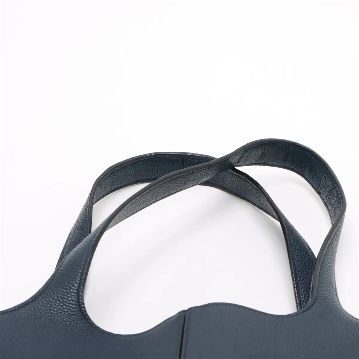 trifold leather tote bag navy — view 6