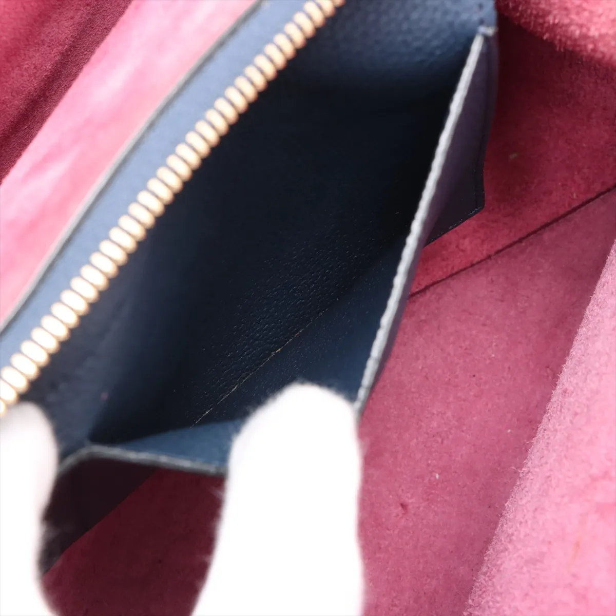 trifold leather tote bag navy — view 10
