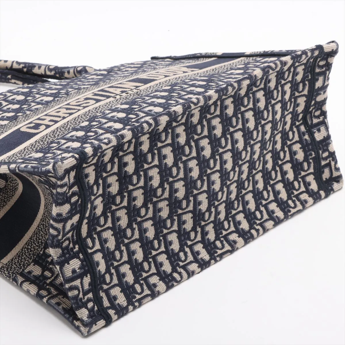 Oblique Book Tote Medium Canvas Tote Bag Navy with Name — view 4