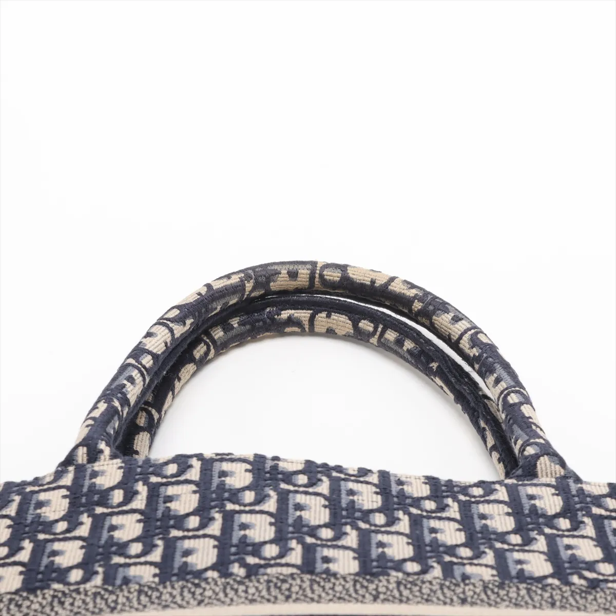 Oblique Book Tote Medium Canvas Tote Bag Navy with Name — view 6