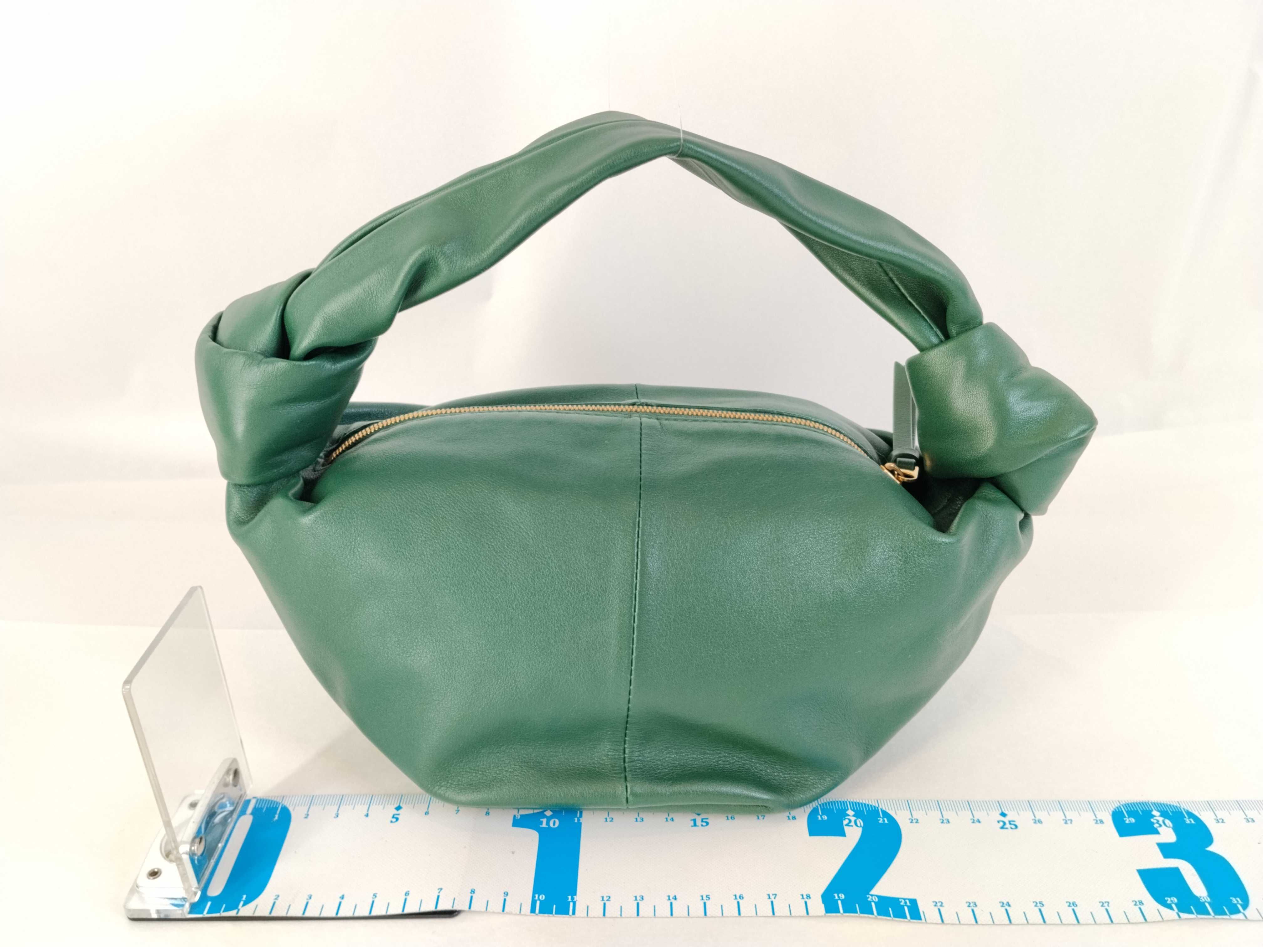 Double Knot Leather Handbag, Green — view 2