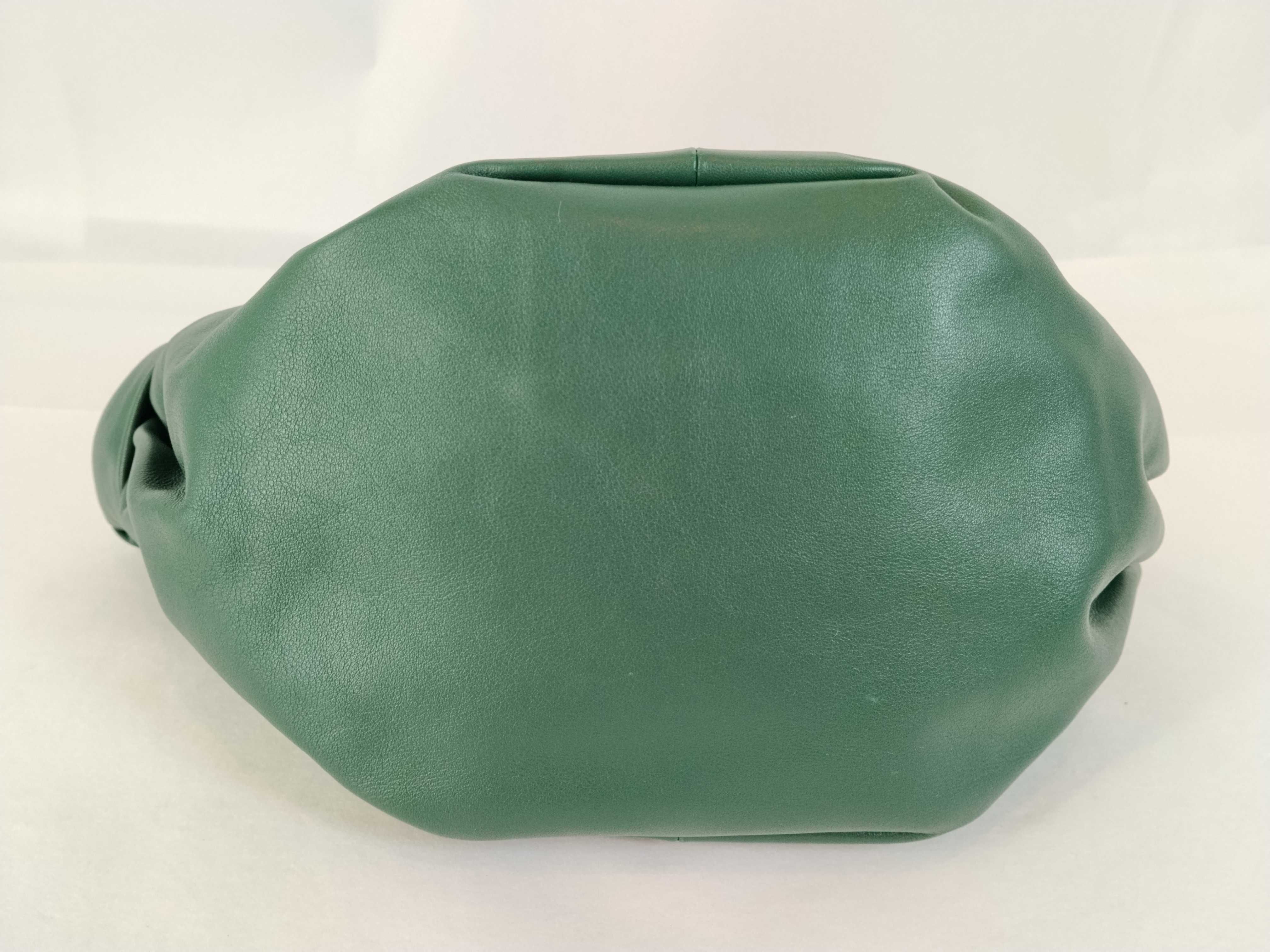 Double Knot Leather Handbag, Green — view 7
