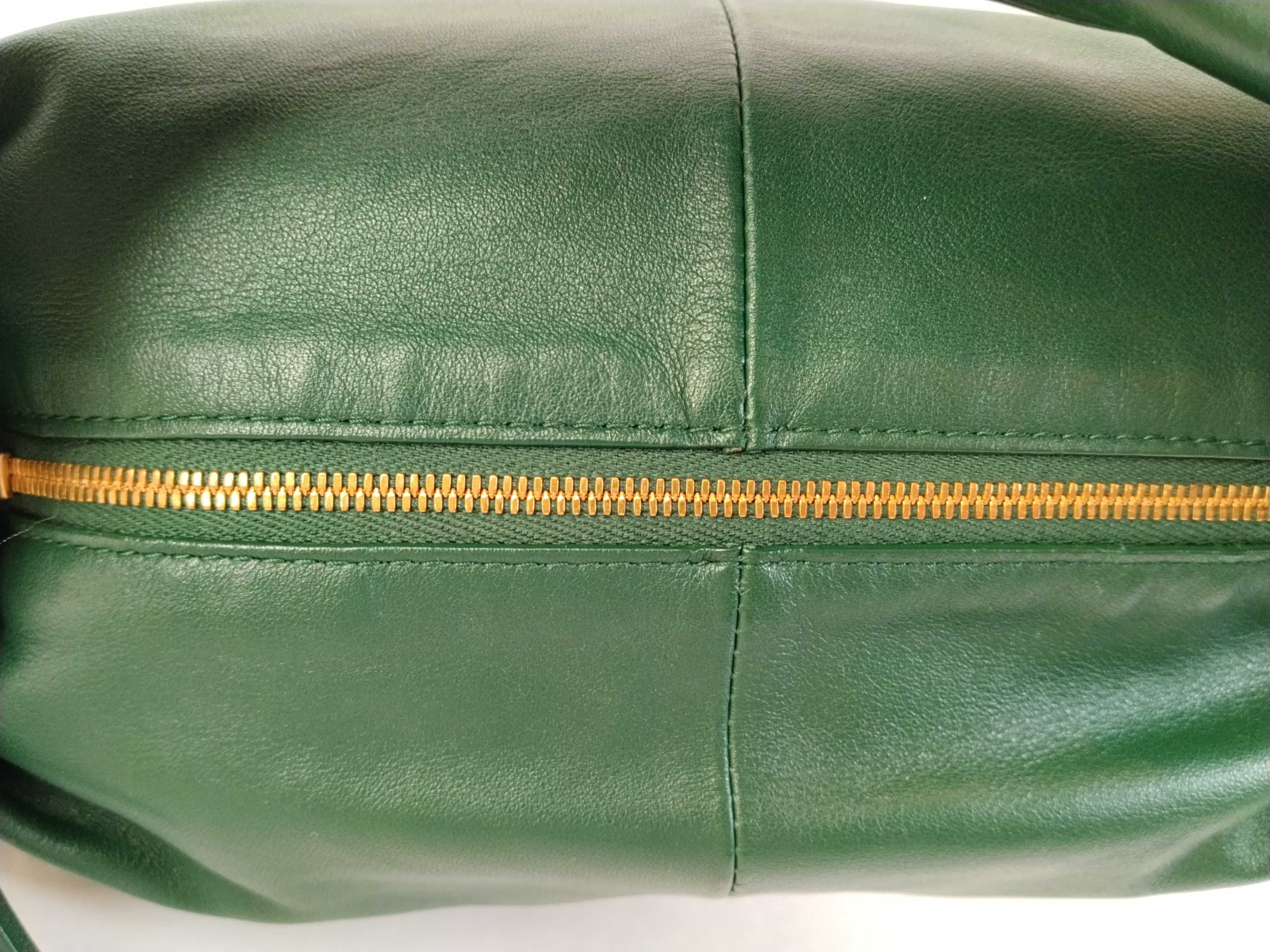 Double Knot Leather Handbag, Green — view 8