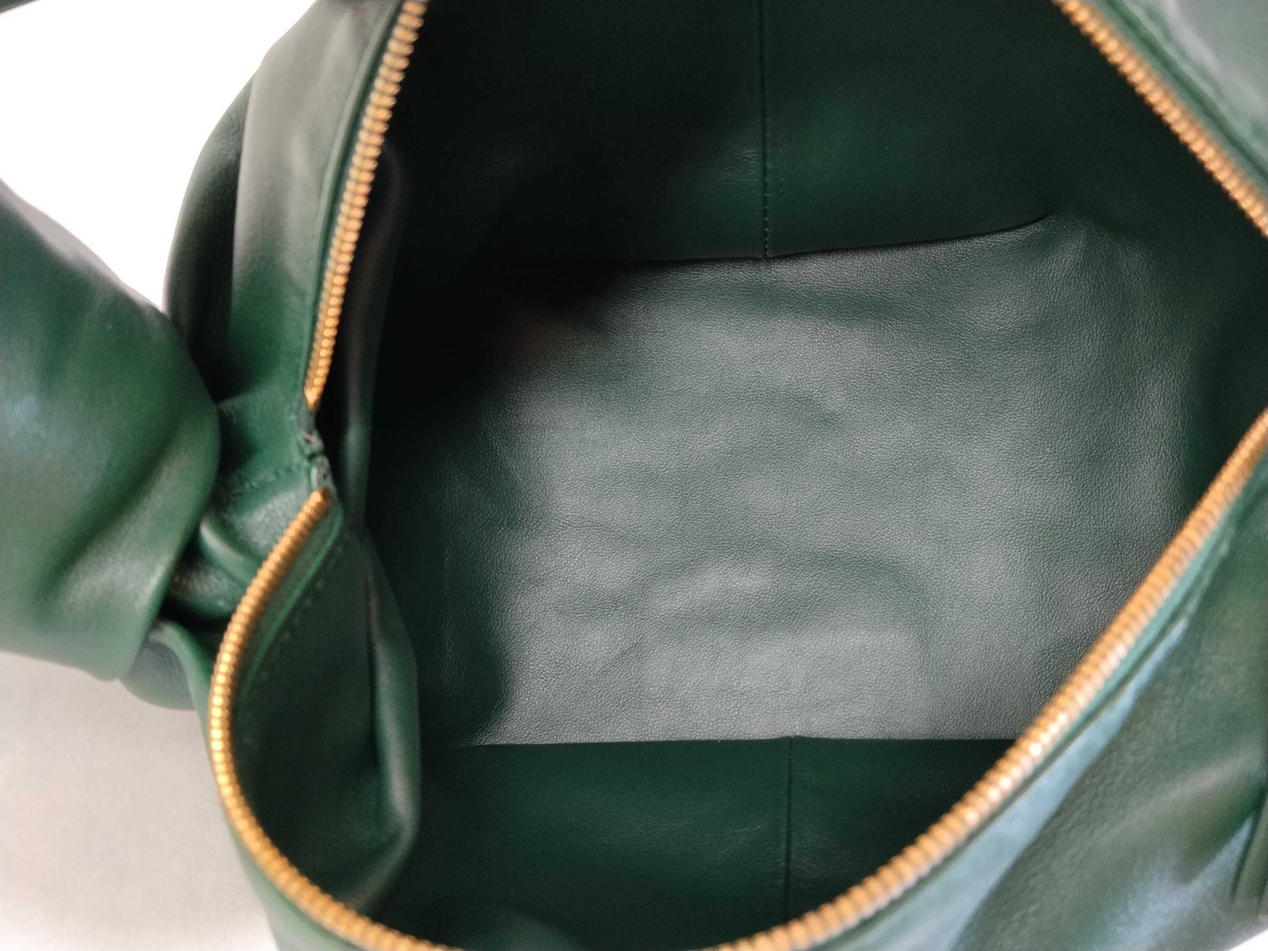 Double Knot Leather Handbag, Green — view 9