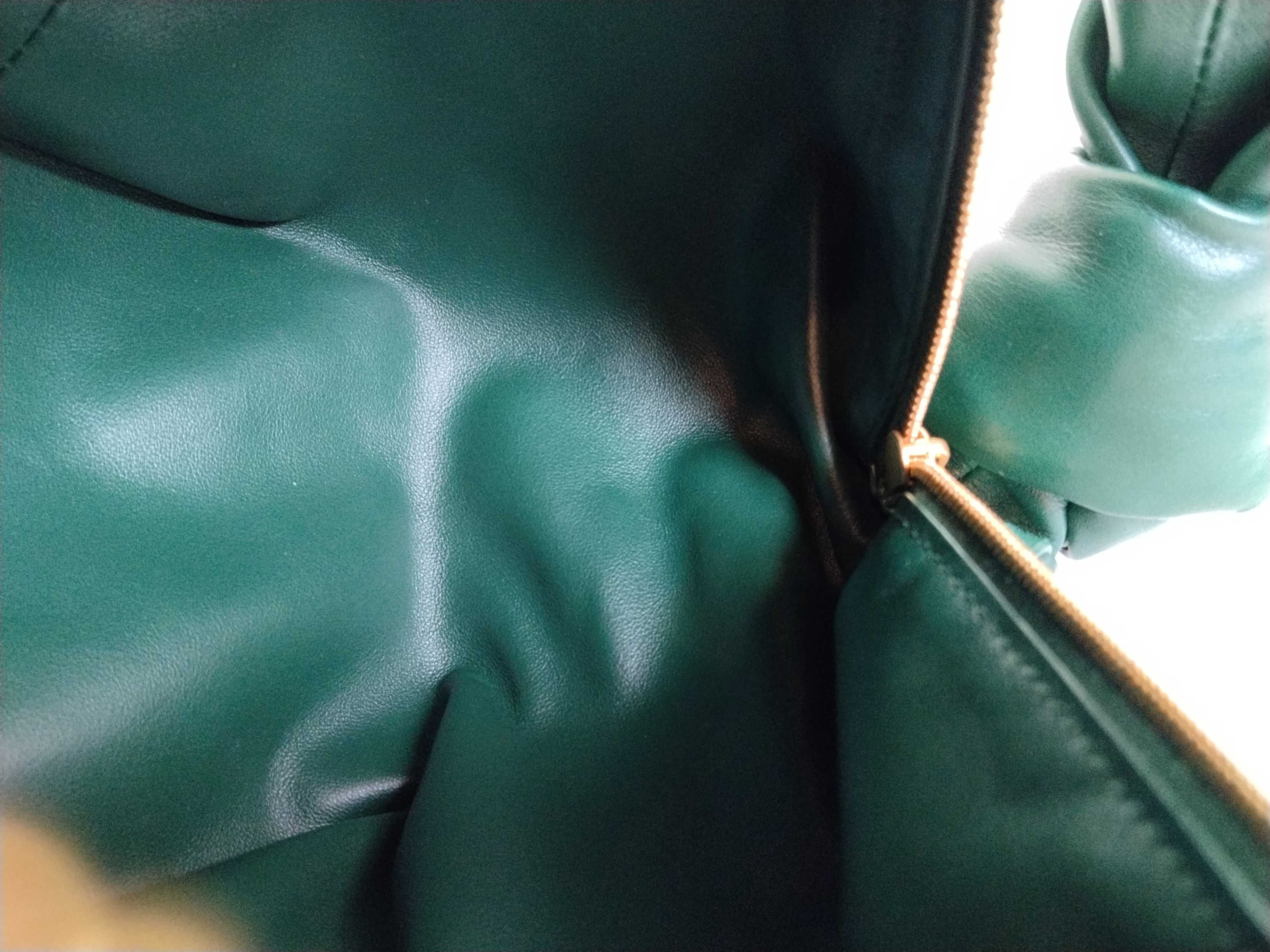 Double Knot Leather Handbag, Green — view 10