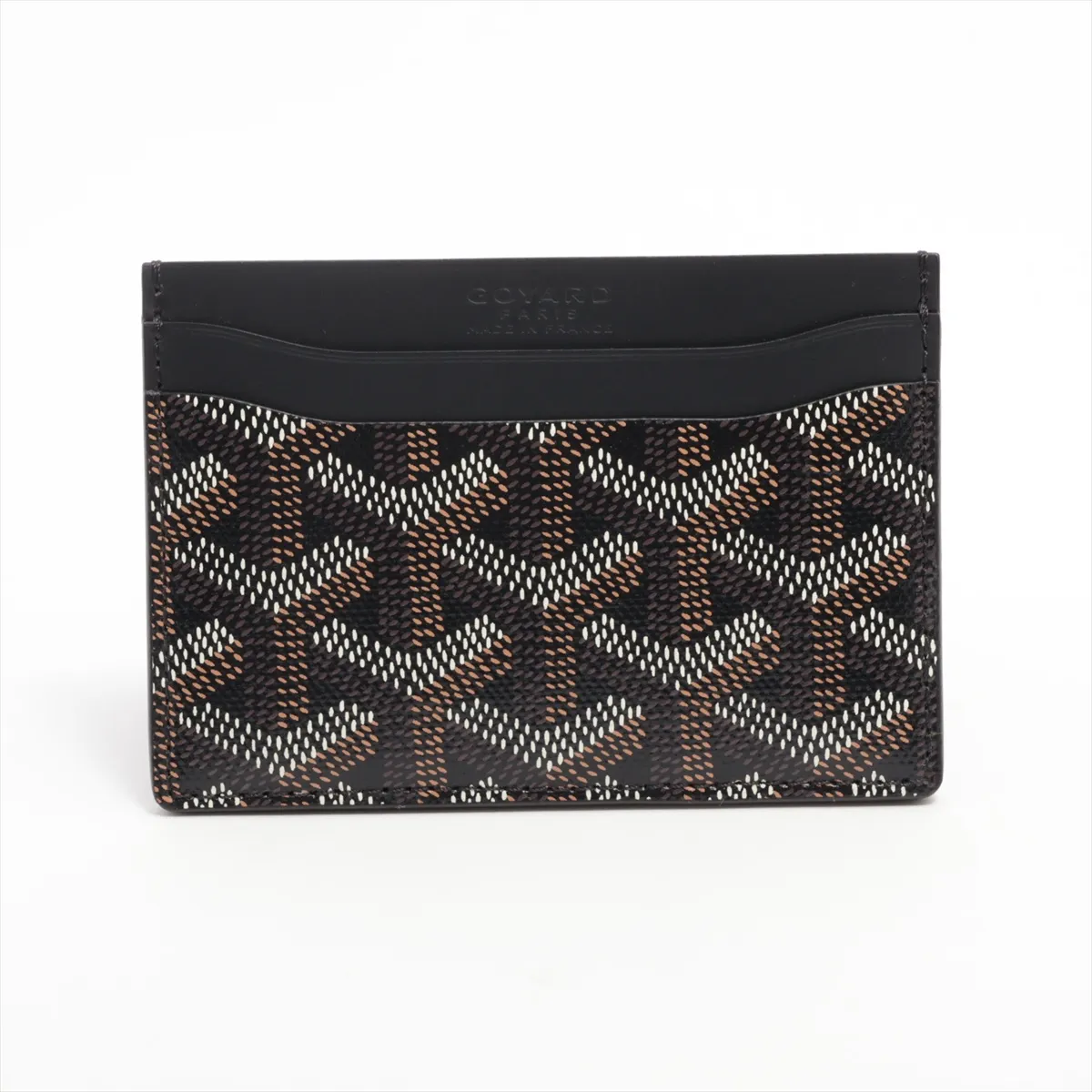 Herringbone Saint-Sulpice PVC x Leather Card Case Black — view 2