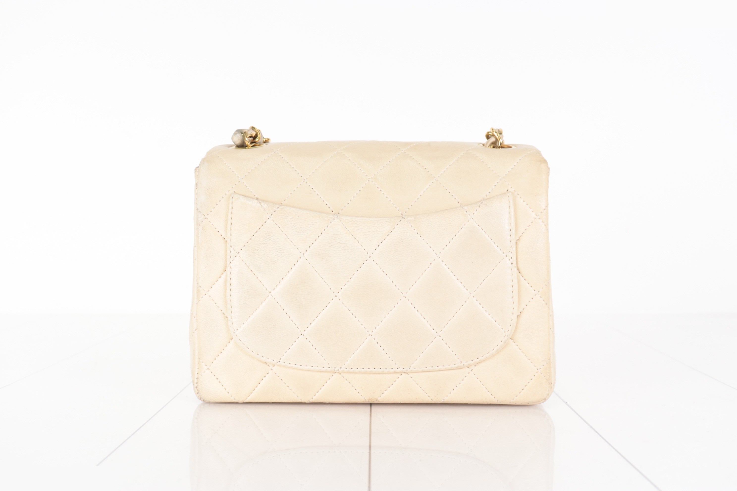 Mini Mat Lamb Chain Shoulder Bag, Beige, Unit No. 2 — view 2