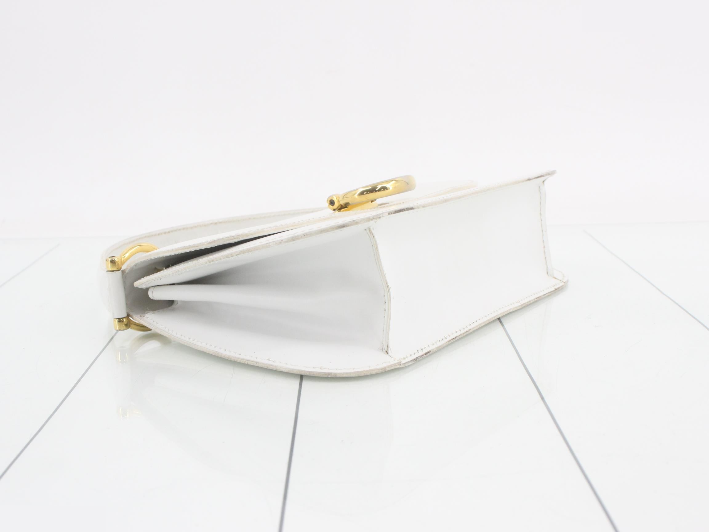 Leather Gancini hardware one shoulder bag white — view 5