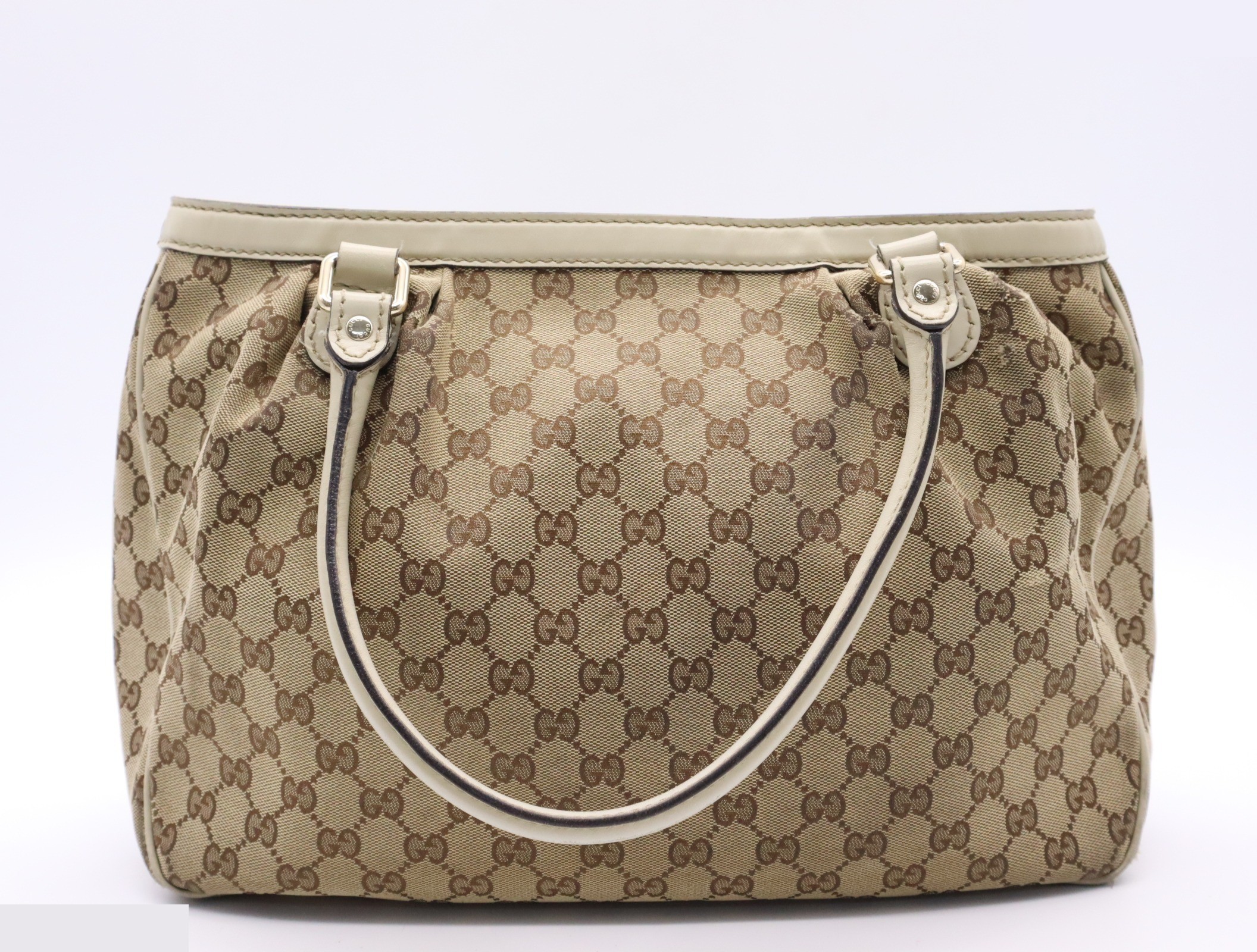 Canvas x Leather GG Canvas Sukey Tote Bag Beige Gold Hardware — view 2