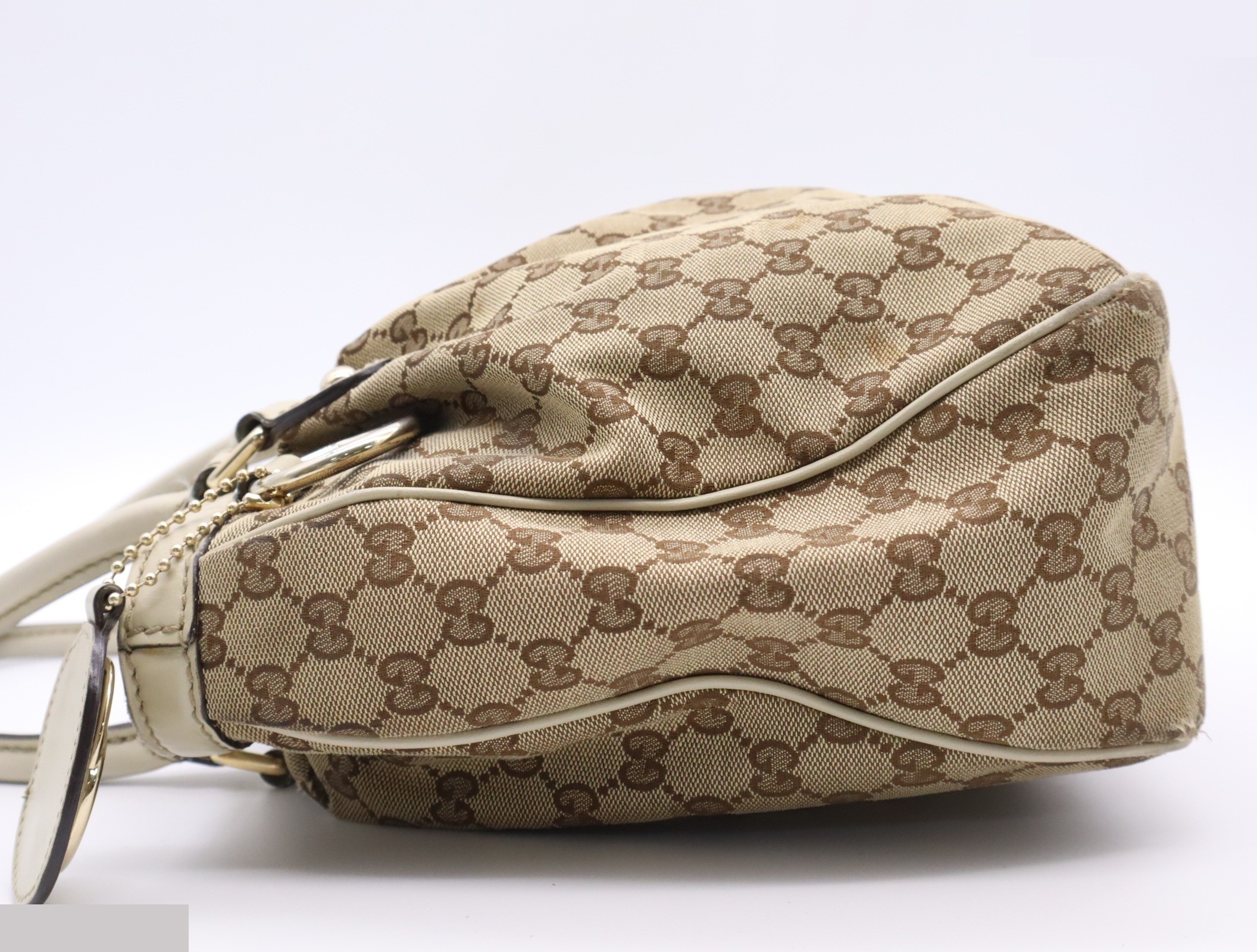 Canvas x Leather GG Canvas Sukey Tote Bag Beige Gold Hardware — view 3
