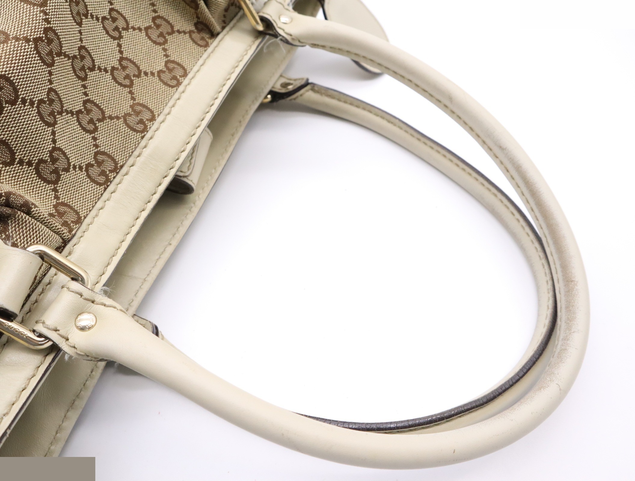 Canvas x Leather GG Canvas Sukey Tote Bag Beige Gold Hardware — view 6