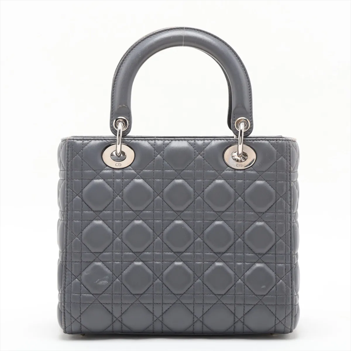 Cannage Lady Dior Leather 2-Way Handbag, Gray — view 2