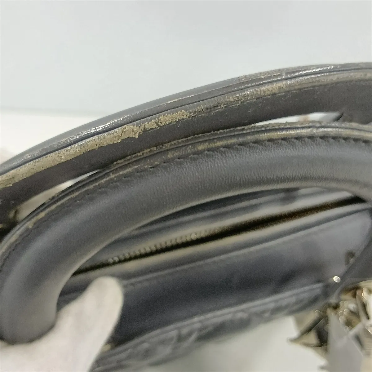 Cannage Lady Dior Leather 2-Way Handbag, Gray — view 13