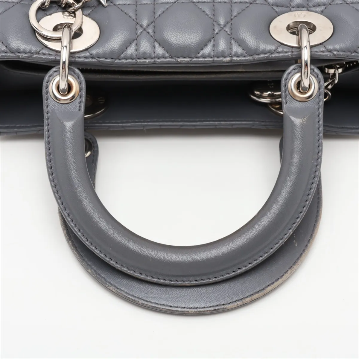 Cannage Lady Dior Leather 2-Way Handbag, Gray — view 5