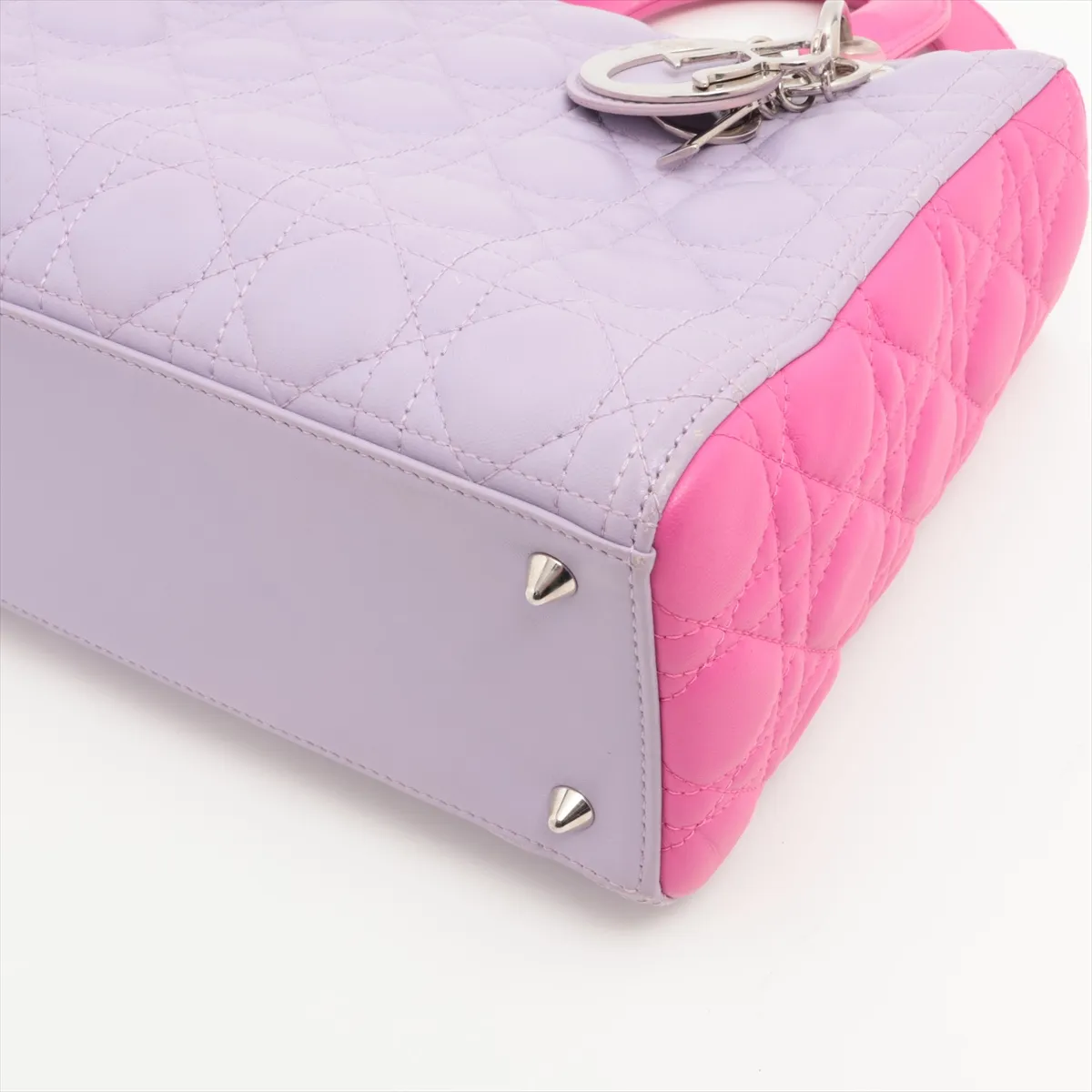 Cannage Lady Dior Leather 2WAY Handbag Purple x Pink — view 3