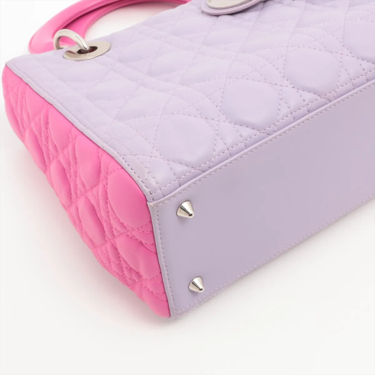 Cannage Lady Dior Leather 2WAY Handbag Purple x Pink — view 4