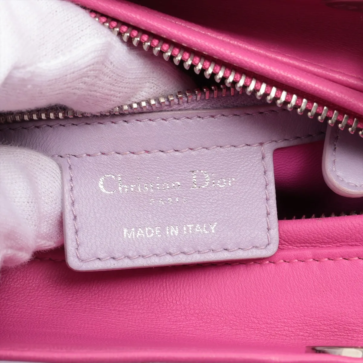 Cannage Lady Dior Leather 2WAY Handbag Purple x Pink — view 10