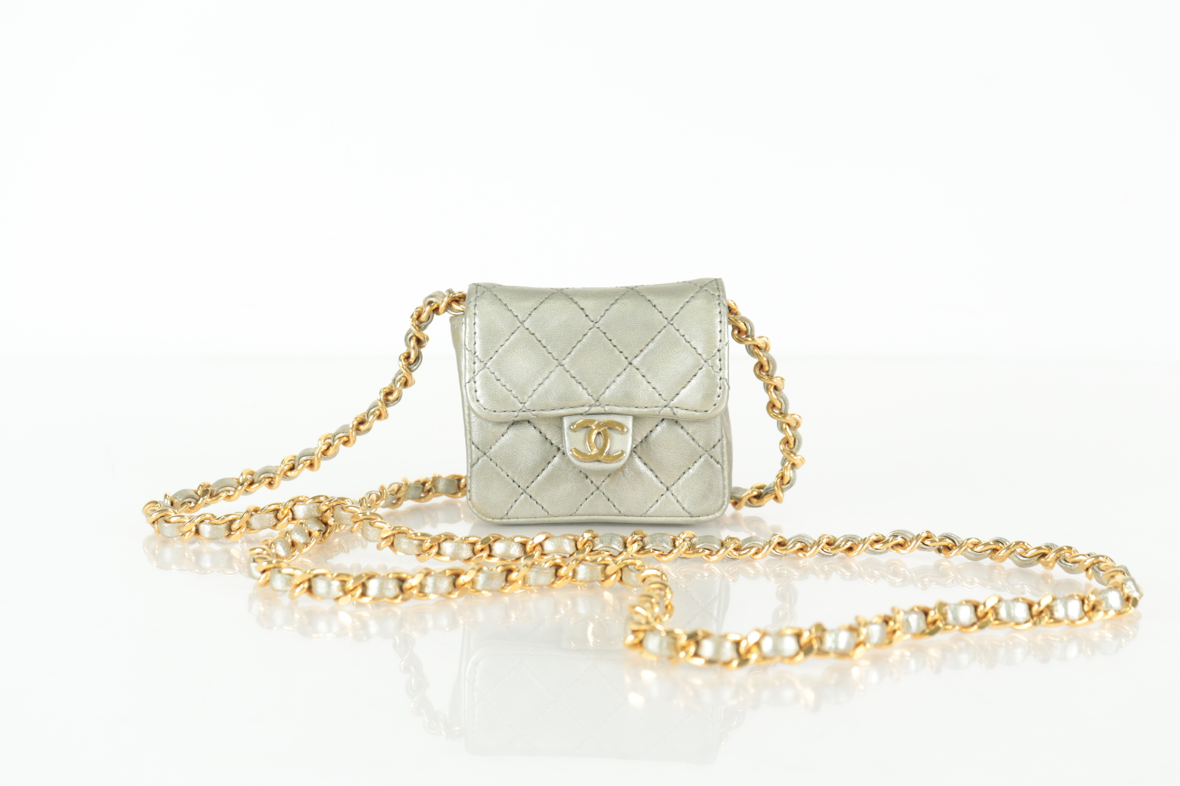 Mini Matelassé Lambskin Chain Shoulder Bag, Bronze, Series 1