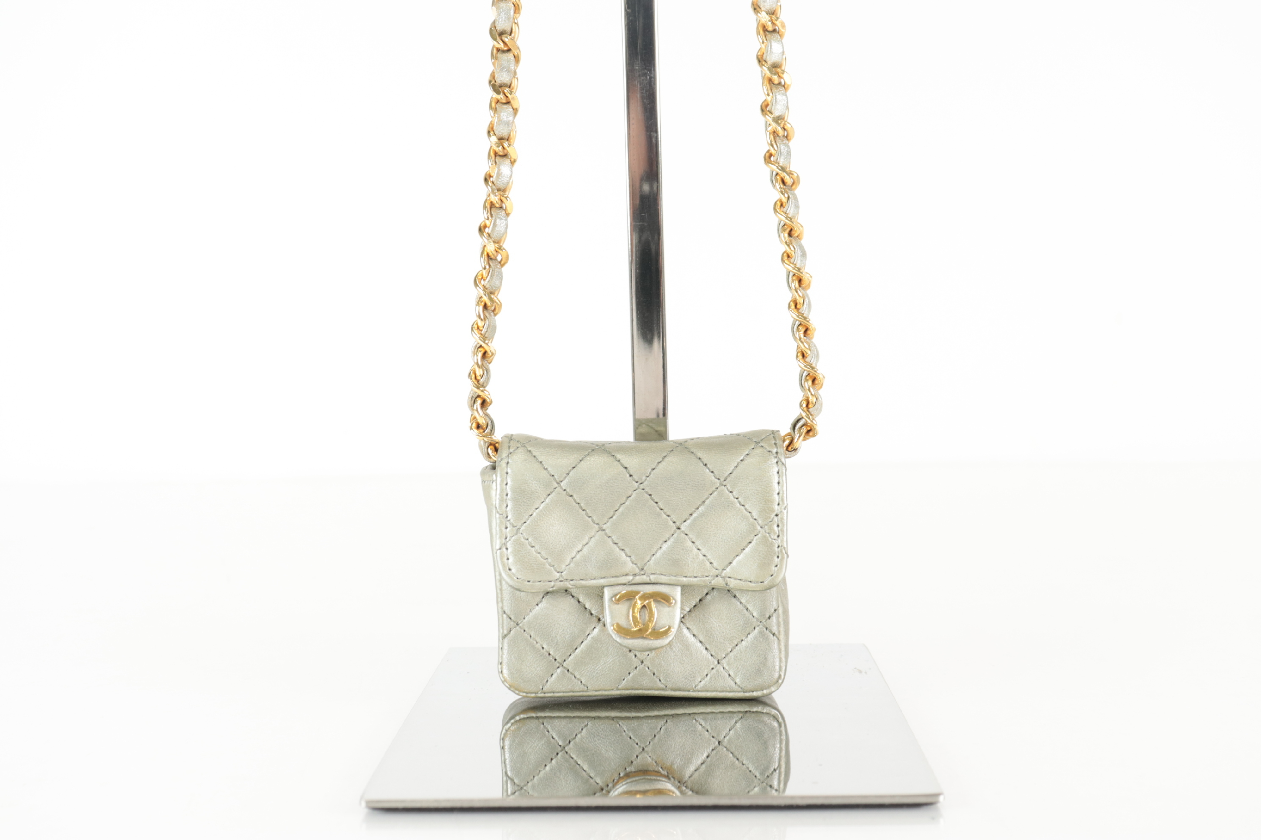 Mini Matelassé Lambskin Chain Shoulder Bag, Bronze, Series 1 — view 2