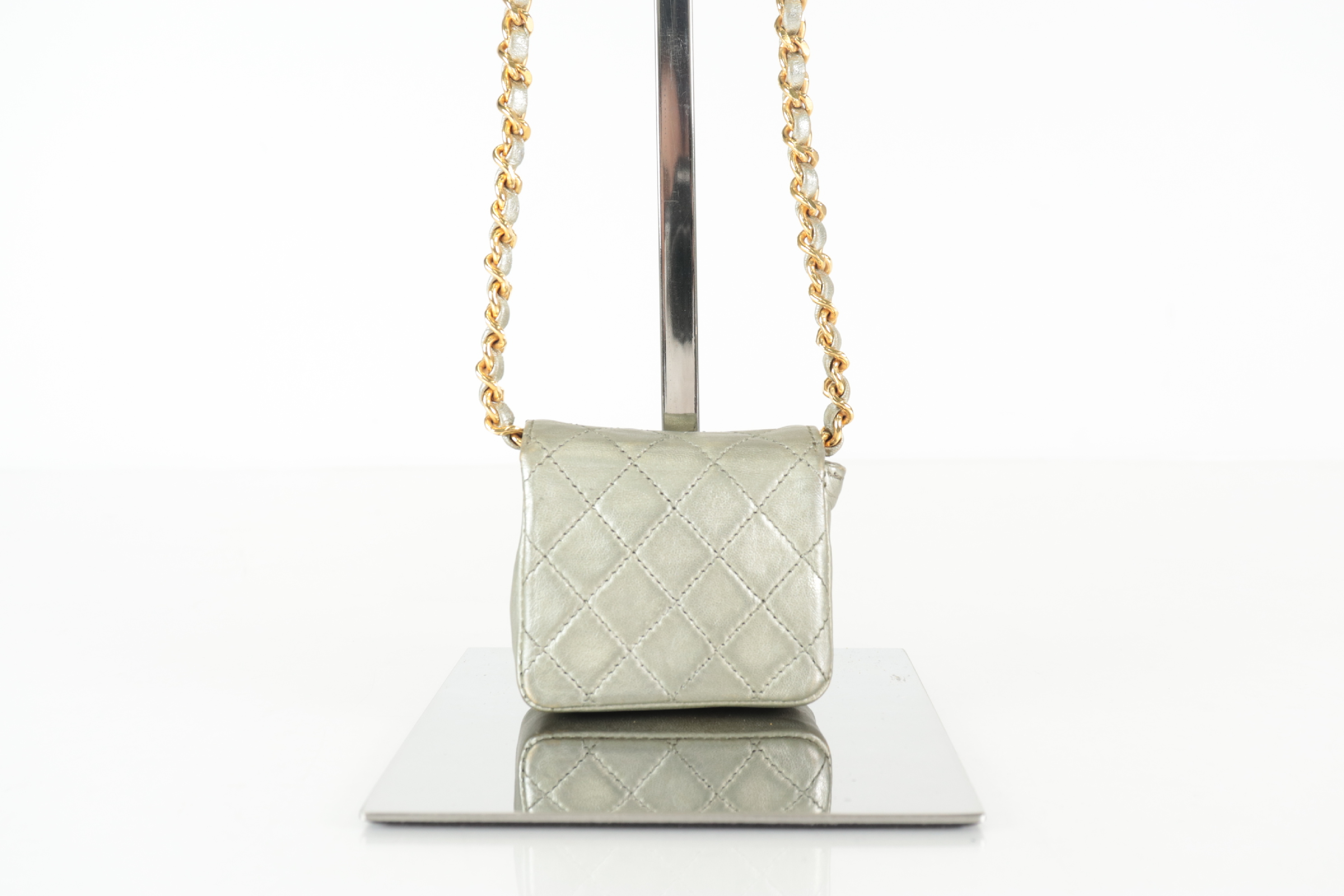 Mini Matelassé Lambskin Chain Shoulder Bag, Bronze, Series 1 — view 3