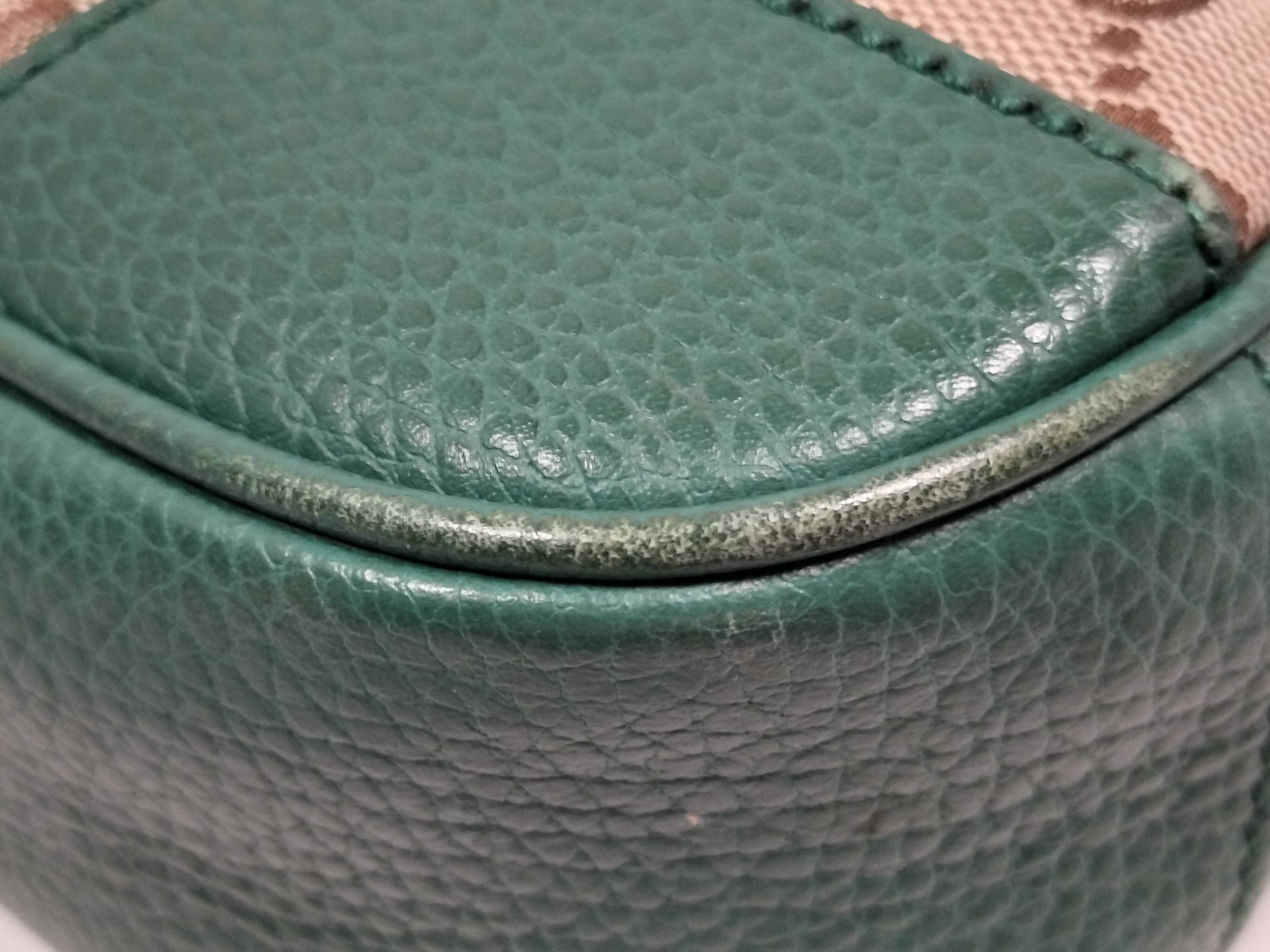 GG Canvas Shoulder Bag, Canvas and Leather, Beige and Green, 520981 (Shoulder Bag) — view 6