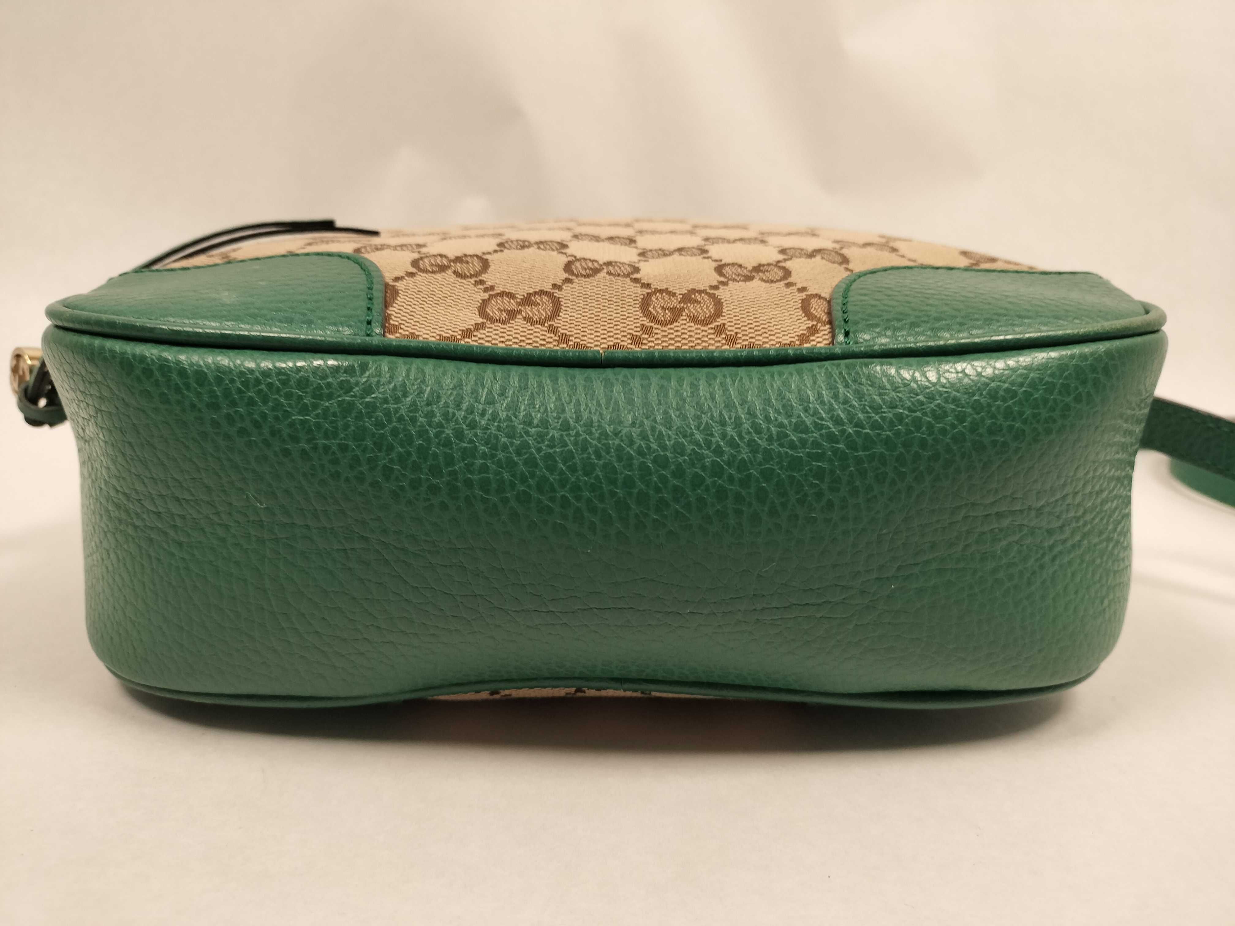 GG Canvas Shoulder Bag, Canvas and Leather, Beige and Green, 520981 (Shoulder Bag) — view 7