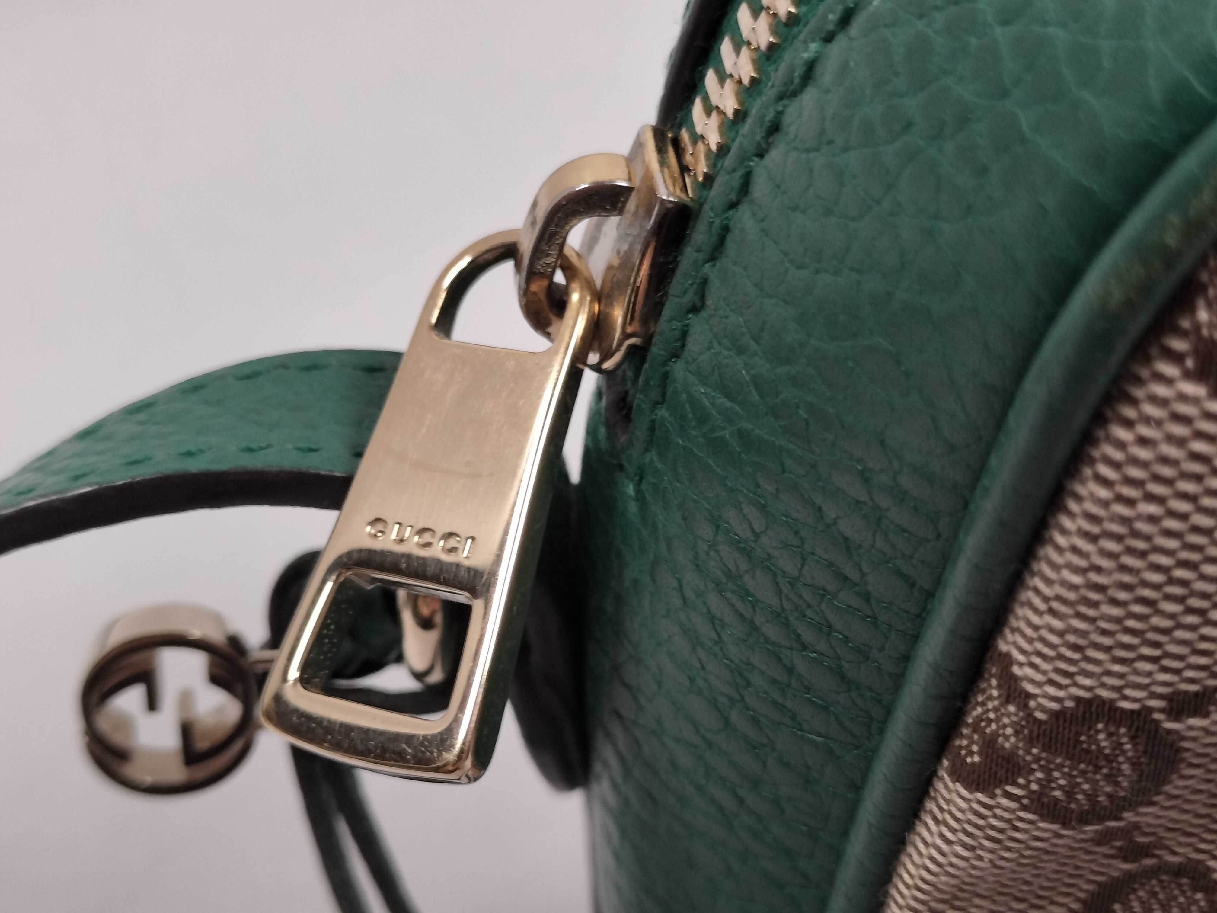 GG Canvas Shoulder Bag, Canvas and Leather, Beige and Green, 520981 (Shoulder Bag) — view 9