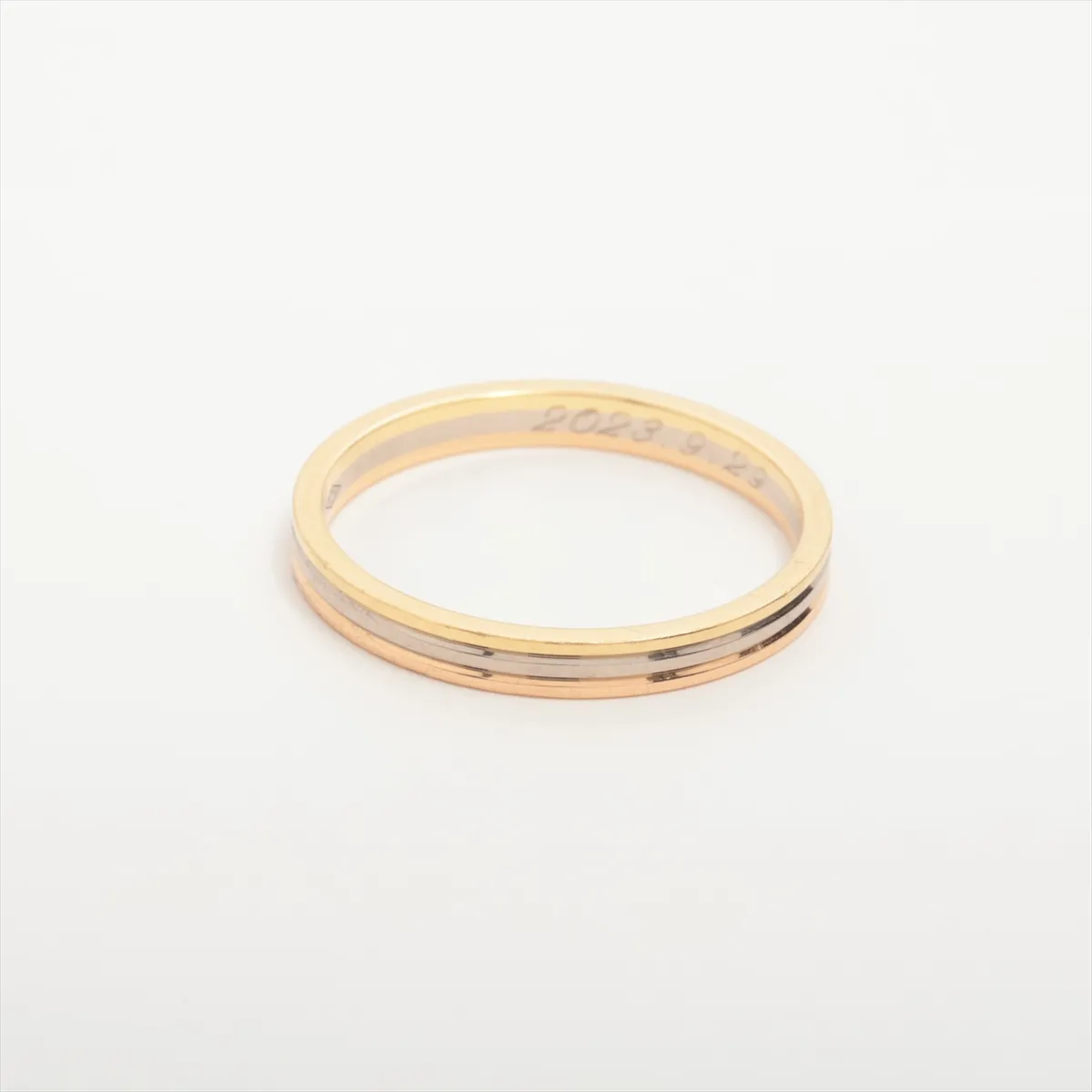 Vendôme Louis Cartier Three-Color Ring 750 (Yellow Gold x Pink Gold x White Gold) 2.8g Size 58 Initials SIP645 Dents Scratches — view 2