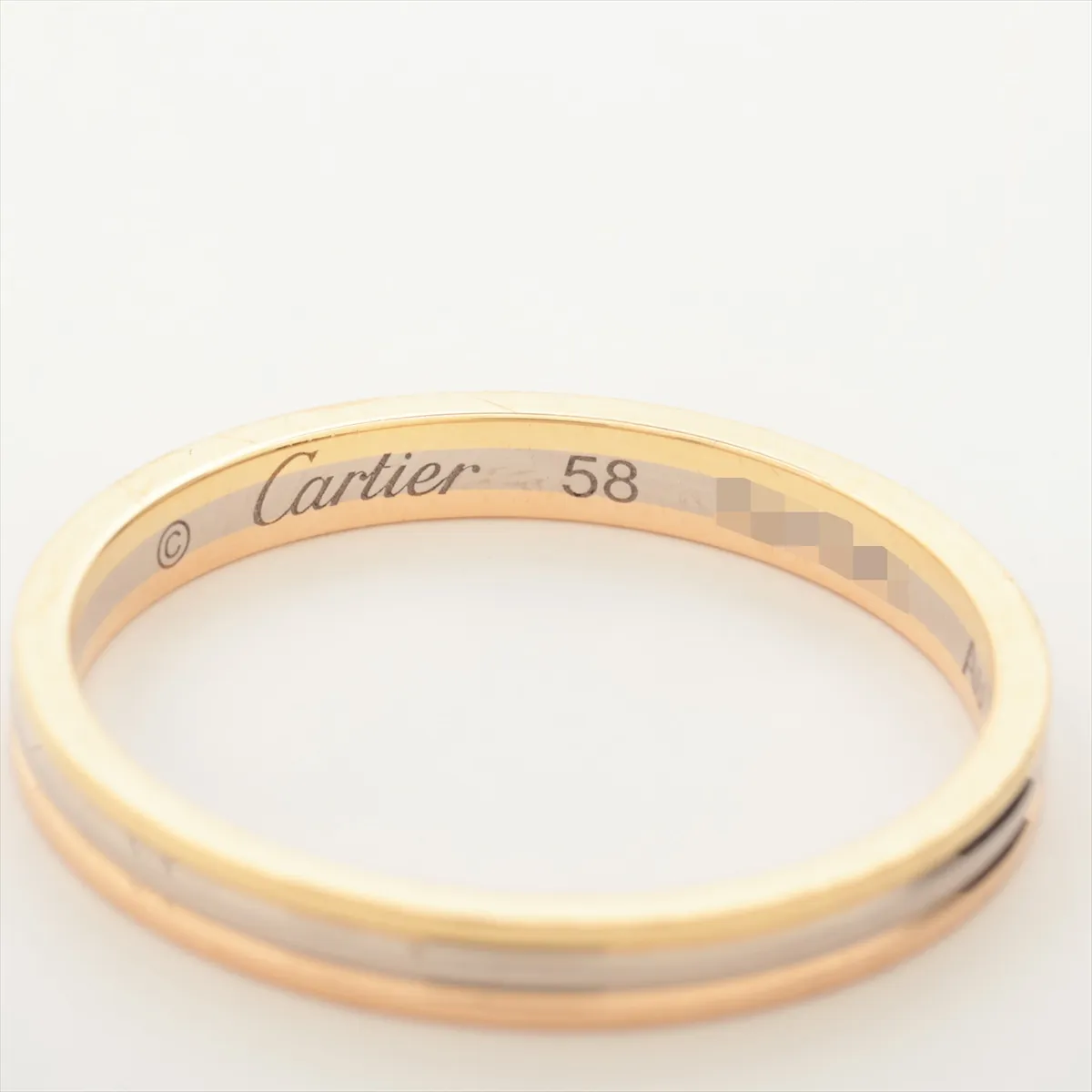 Vendôme Louis Cartier Three-Color Ring 750 (Yellow Gold x Pink Gold x White Gold) 2.8g Size 58 Initials SIP645 Dents Scratches — view 3