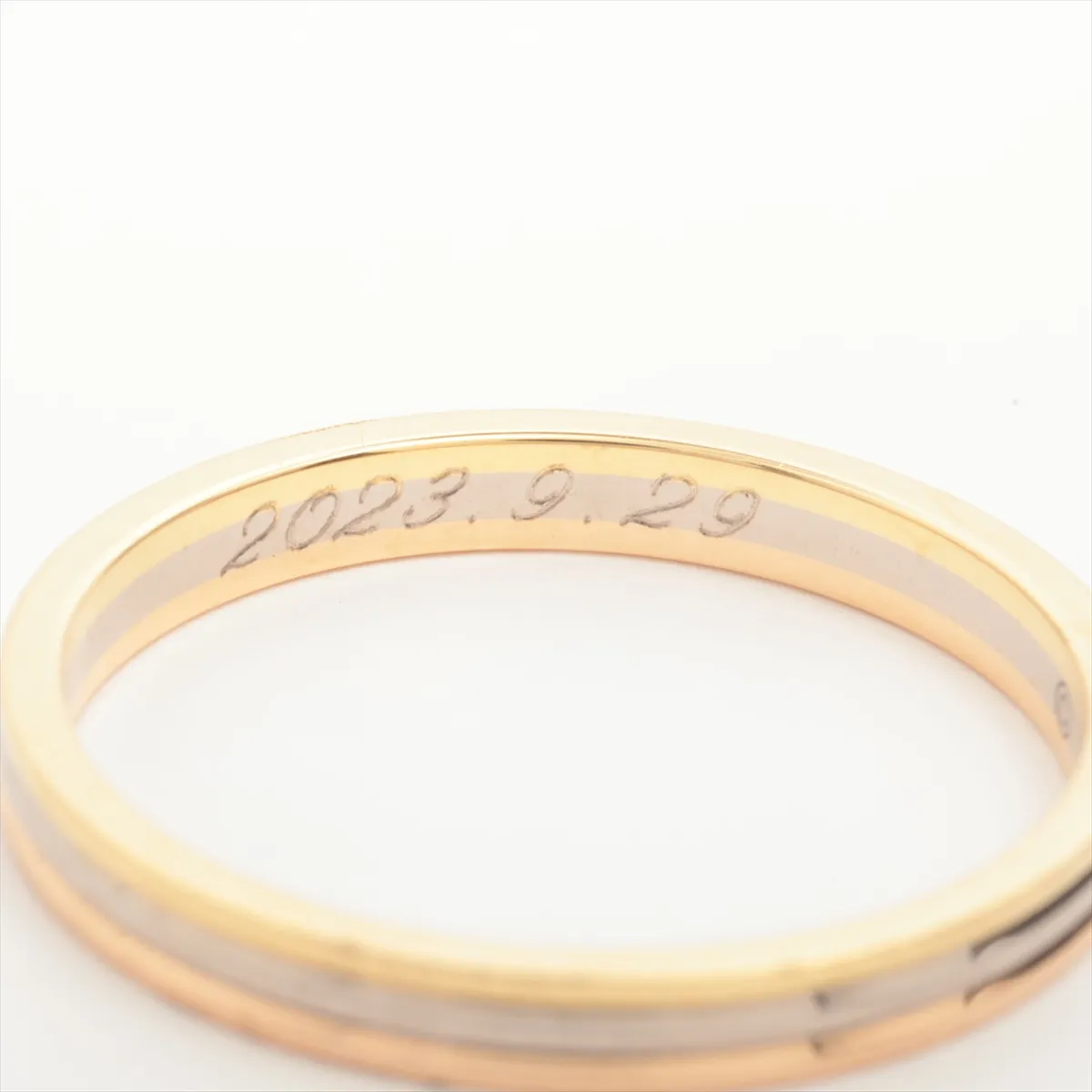 Vendôme Louis Cartier Three-Color Ring 750 (Yellow Gold x Pink Gold x White Gold) 2.8g Size 58 Initials SIP645 Dents Scratches — view 5