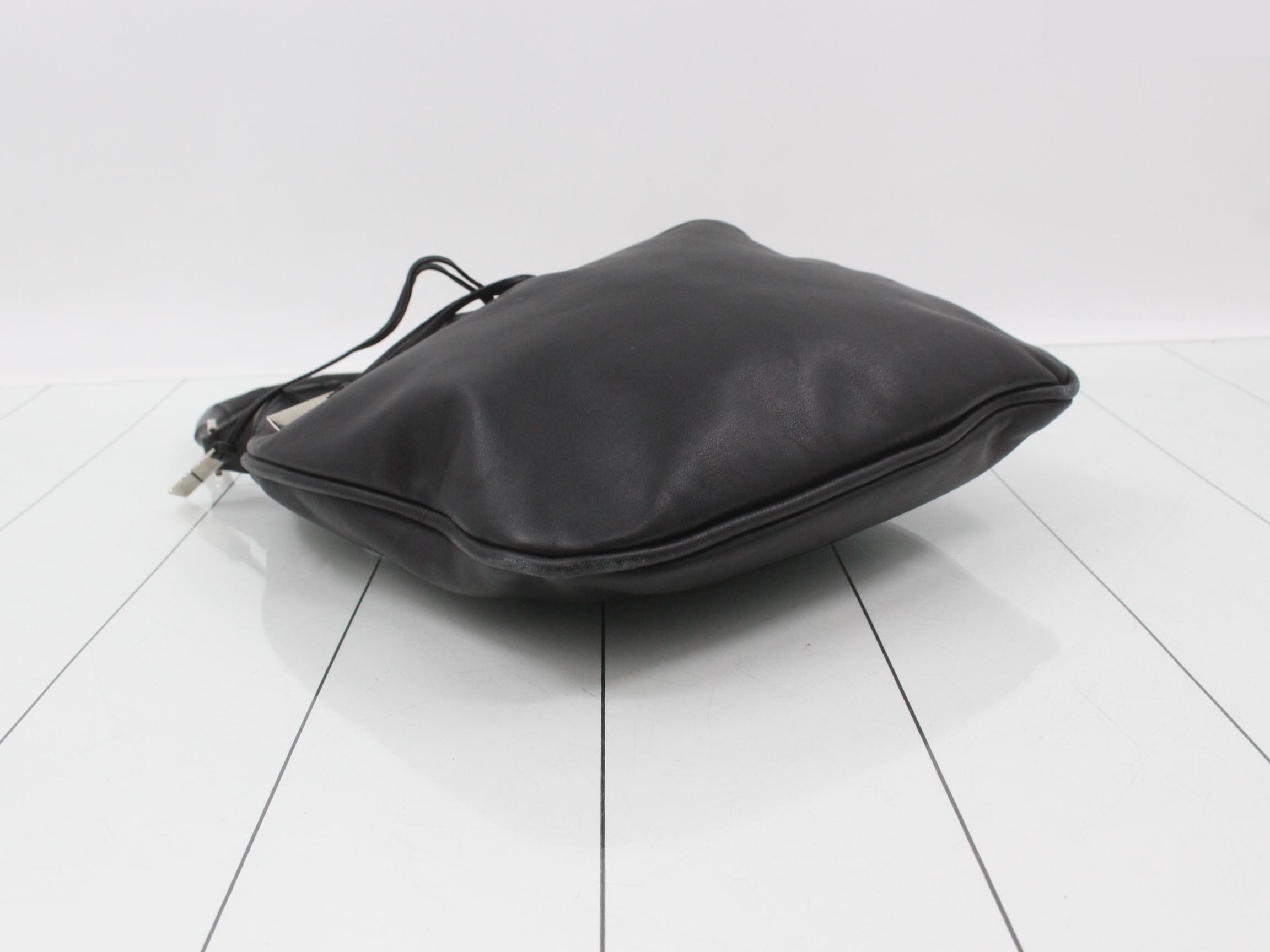 Bamboo Leather Drawstring Bag, Black, Tom Ford Era — view 5
