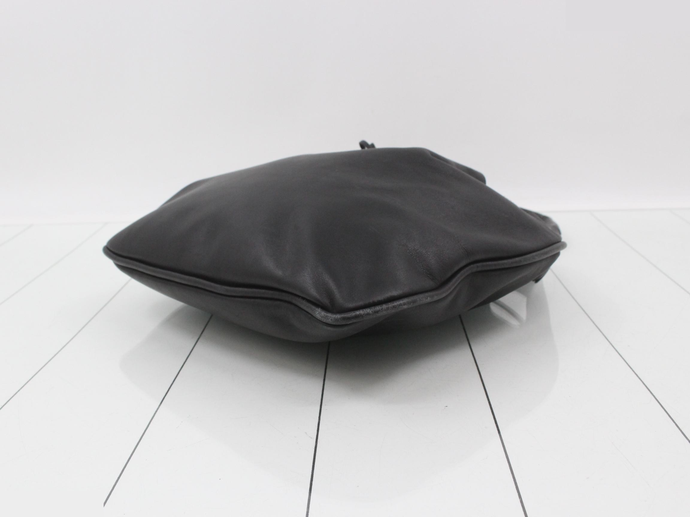 Bamboo Leather Drawstring Bag, Black, Tom Ford Era — view 6