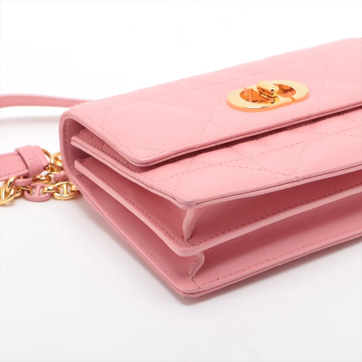 Cannage Miss Caro Leather Chain Shoulder Bag, Pink — view 4